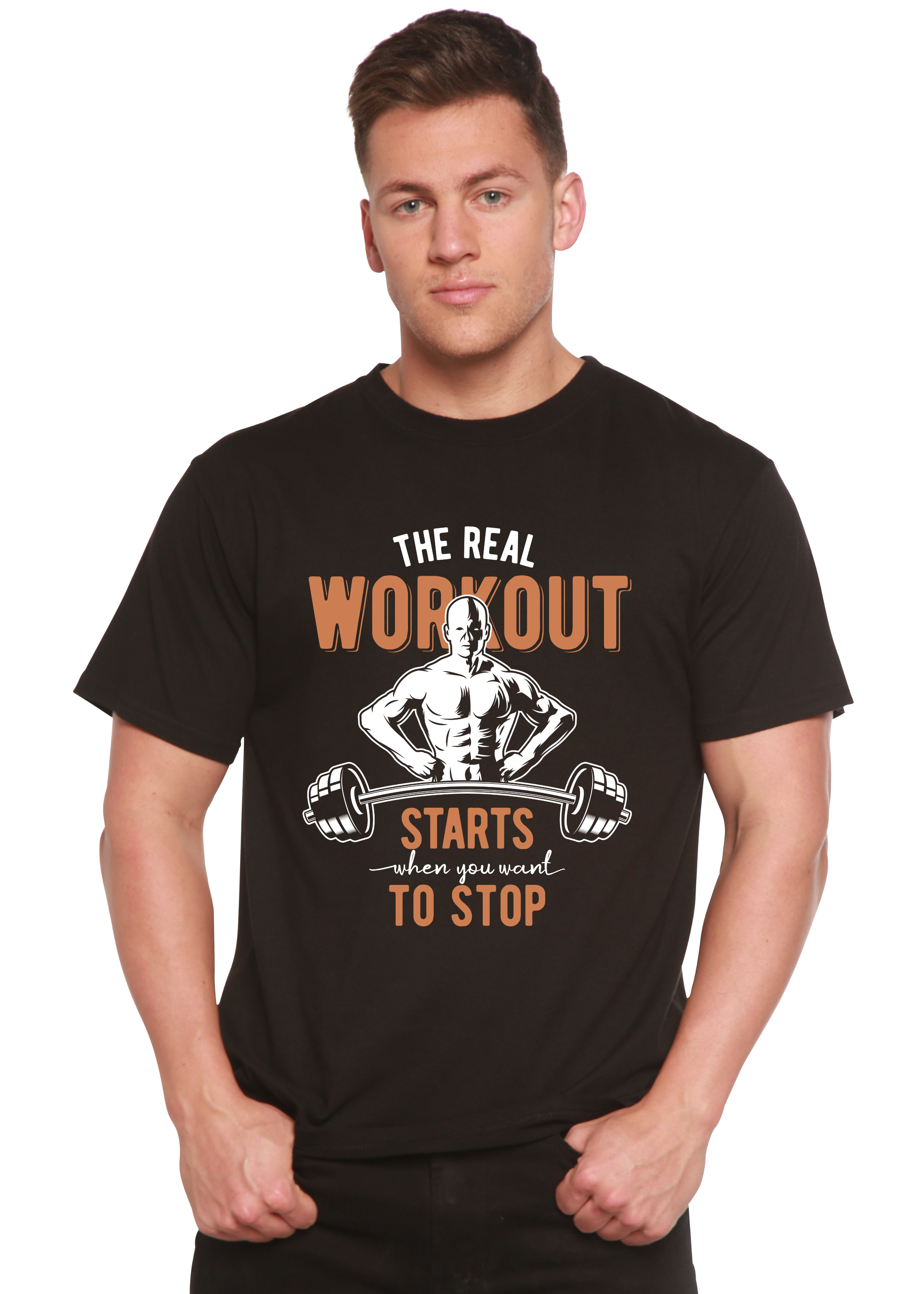 Spun Bamboo The Real Workout Men's Bamboo Viscose/Organic Cotton Short Sleeve Graphic T-Shirt — main product shot