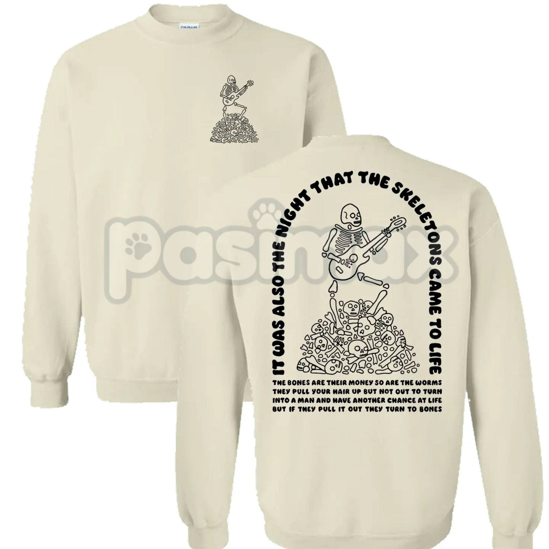 Pasimax The Night That The Skeletons Came To Life Unisex Sweatshirt | Absurdist Spooky Cute Jumper | Niche Meme Apparel Gift 