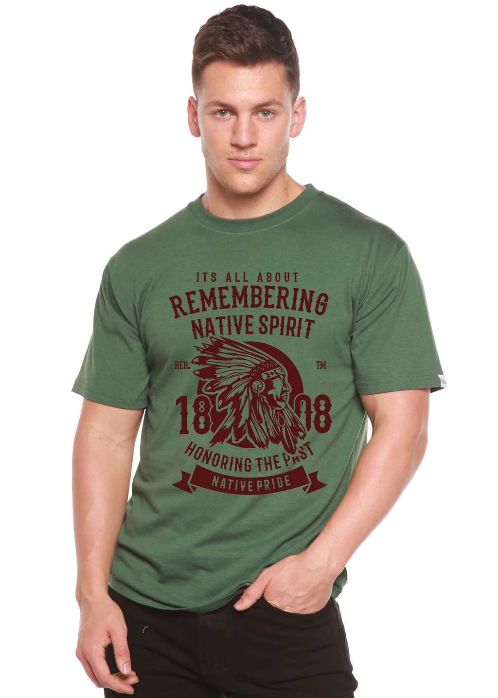 Spun Bamboo Remembering Spun Bamboo® Men's Bamboo Viscose/Organic Cotton Short Sleeve Graphic T-Shirt — side view