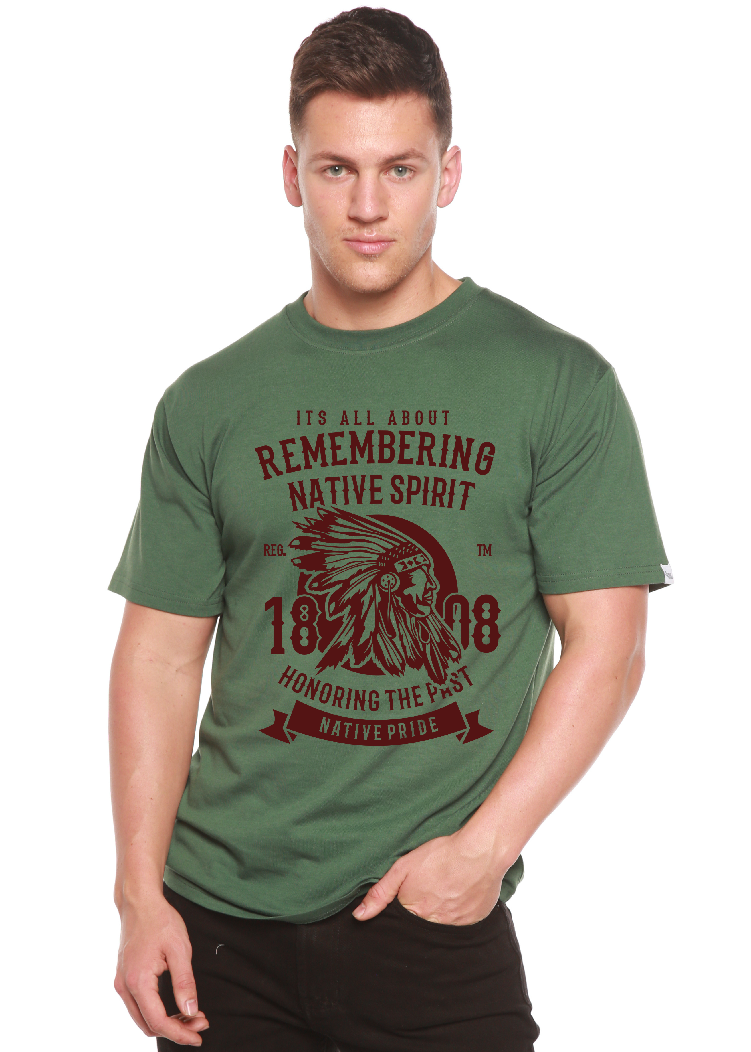 Spun Bamboo Remembering Spun Bamboo® Men's Bamboo Viscose/Organic Cotton Short Sleeve Graphic T-Shirt — side view
