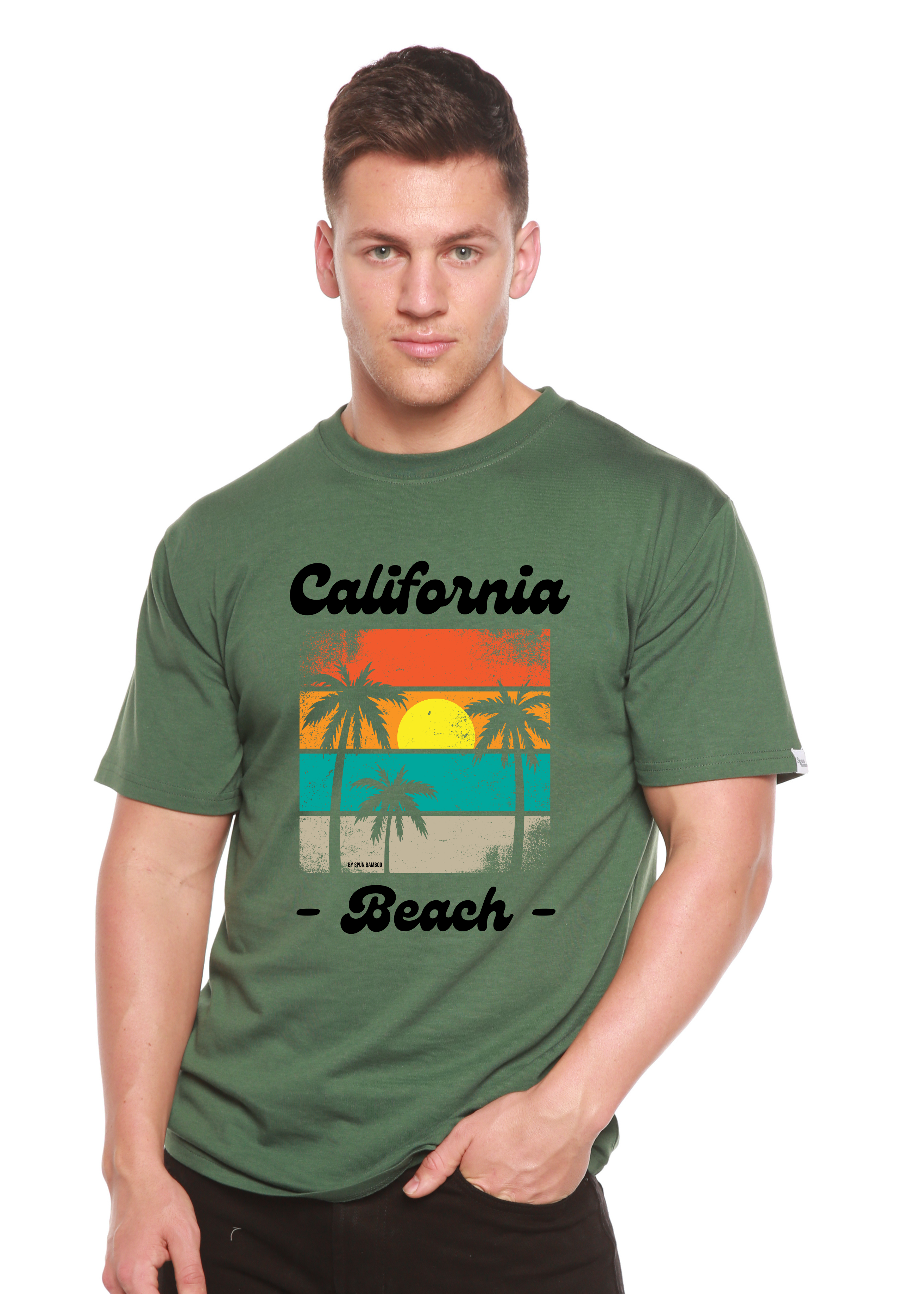 Spun Bamboo California Beach Unisex Bamboo Viscose/Organic Cotton Short Sleeve Graphic T-Shirt — color detail