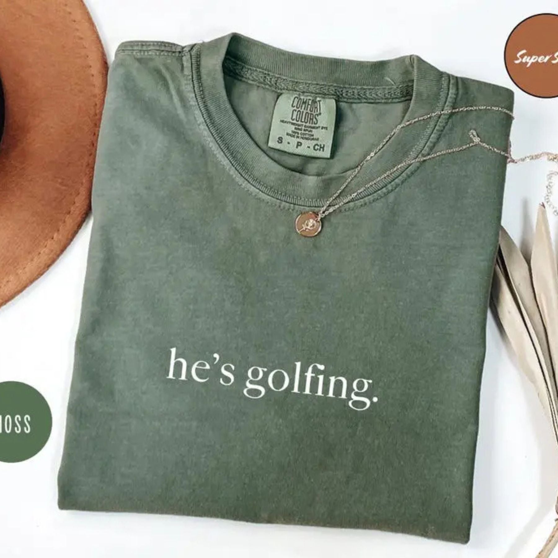 Pasimax Comfort Colors "He's Golfing" Shirt — side view
