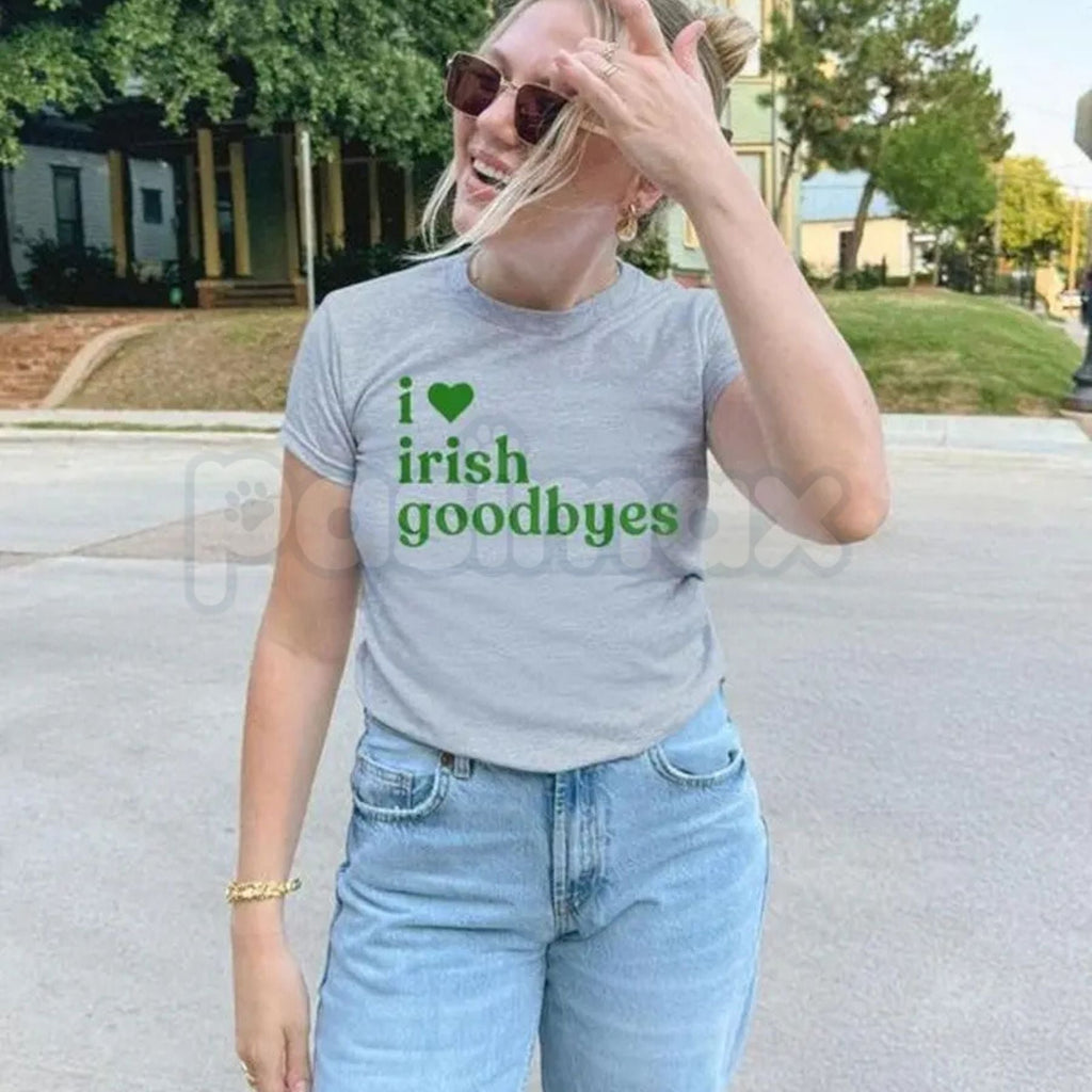 Pasimax St. Patrick's Day Baby Tee Collection - Funny "Irish Goodbye" & BORG Drinking Shirt, Premium 100% Cotton Cropped Y2K 