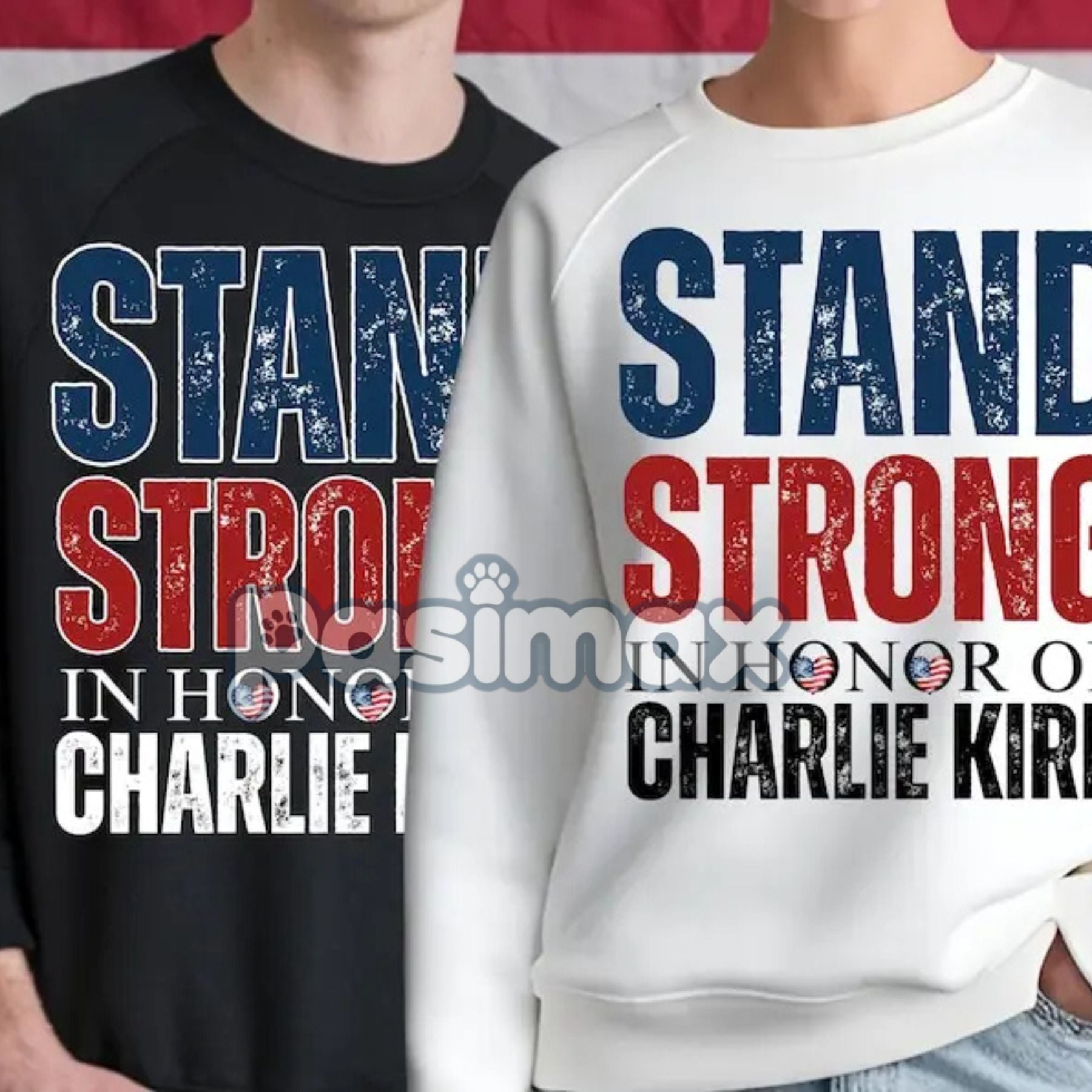 Pasimax Charlie Kirk Stand Strong Sweatshirt – Patriotic Political Top — side view