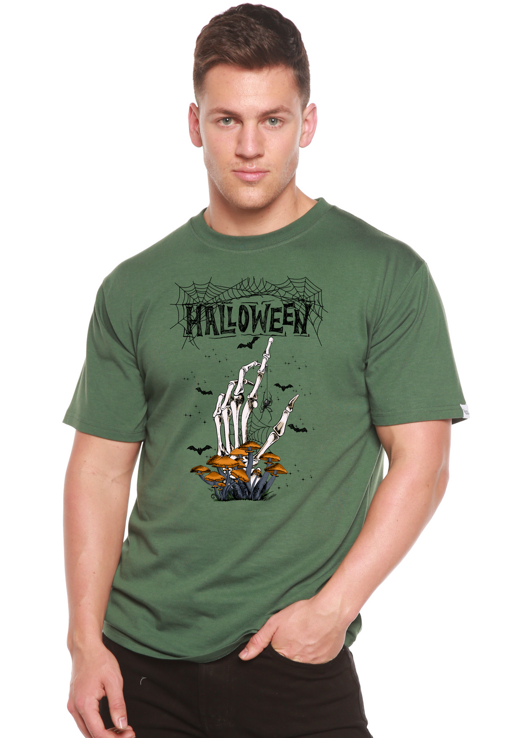 Spun Bamboo Halloween Men's Bamboo Viscose/Organic Cotton Short Sleeve Graphic T-Shirt — alternative angle