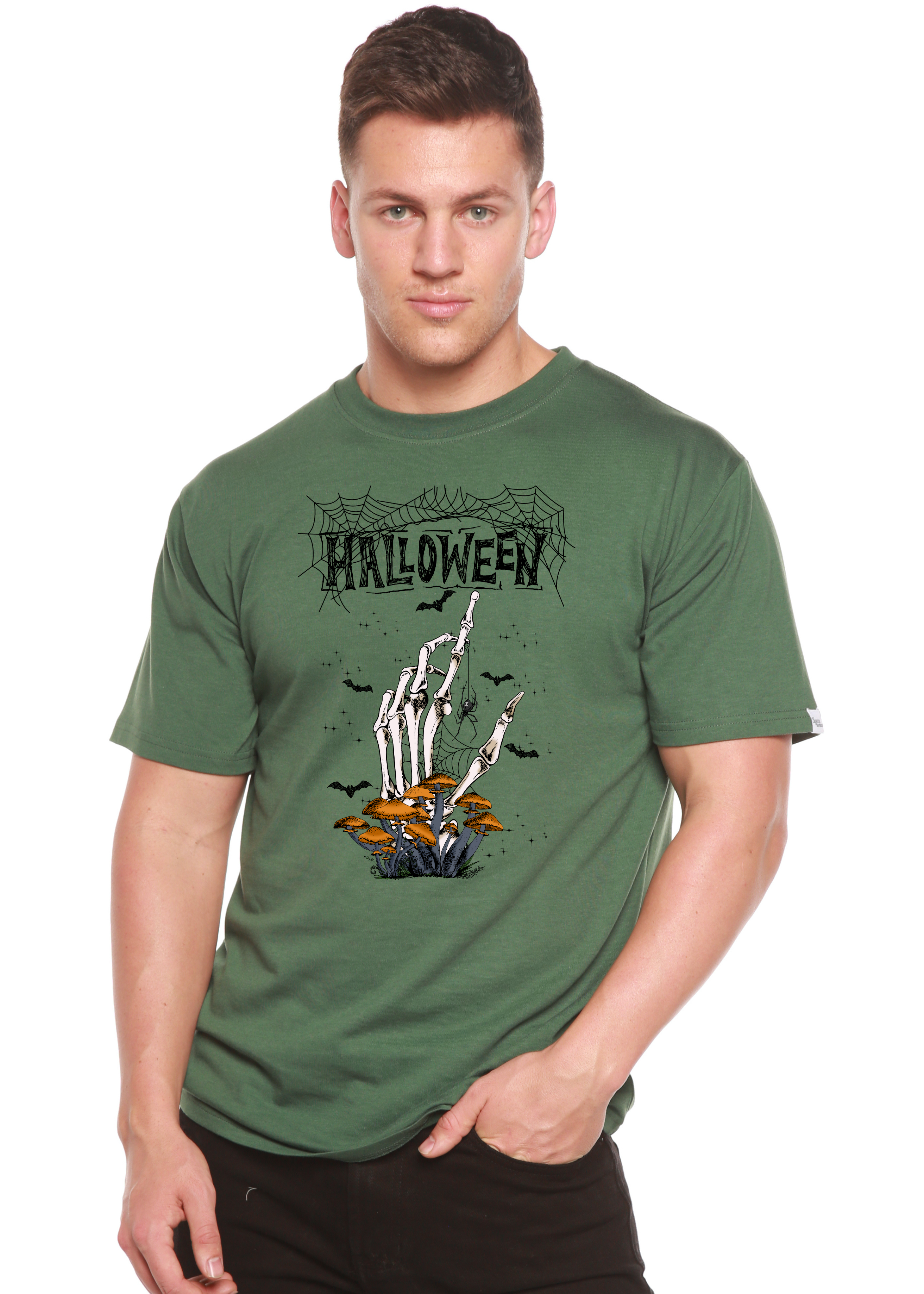 Spun Bamboo Halloween Men's Bamboo Viscose/Organic Cotton Short Sleeve Graphic T-Shirt — alternative angle