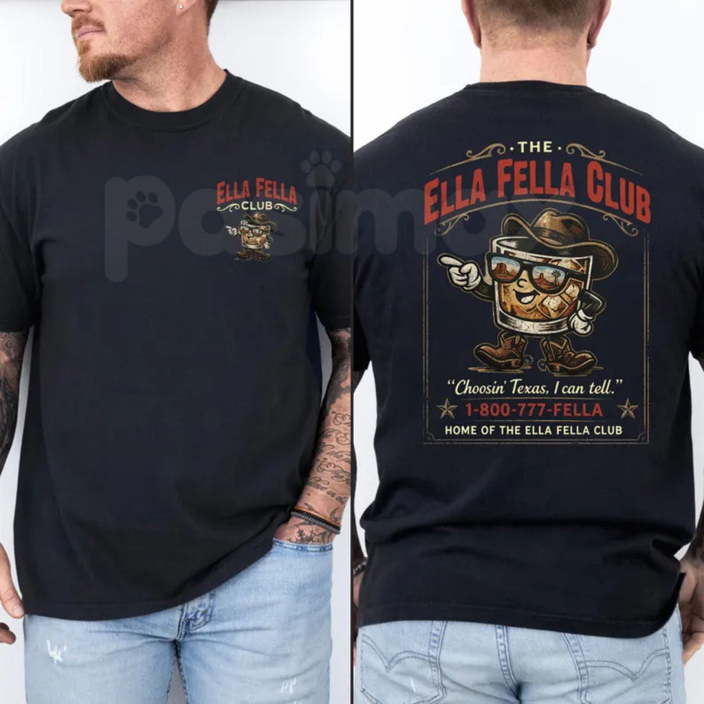 Ella Fella Club Cowboy Whiskey T-Shirt – Retro Western Country Concert Graphic Tee