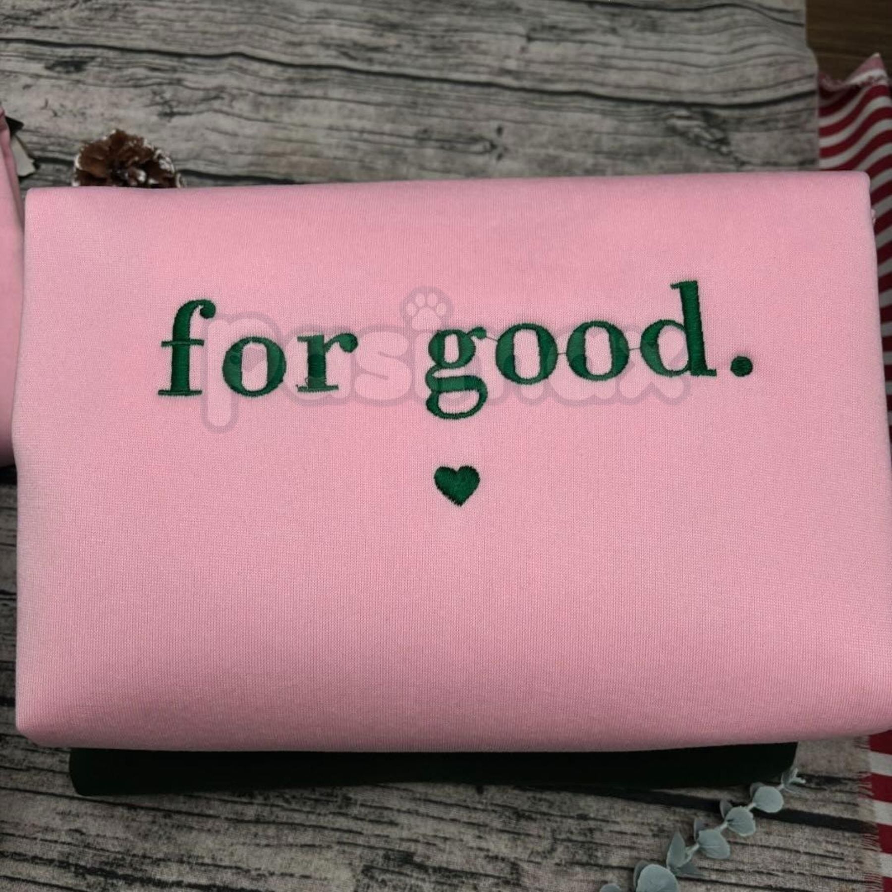 Pasimax Wicked "For Good" Embroidered Crewneck – Elegant Broadway Tribute Sweatshirt — detail close-up