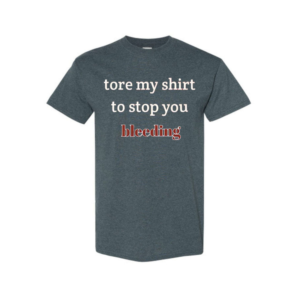 Pasimax "Tore My Shirt To Stop You Bleeding" T-Shirt — side view