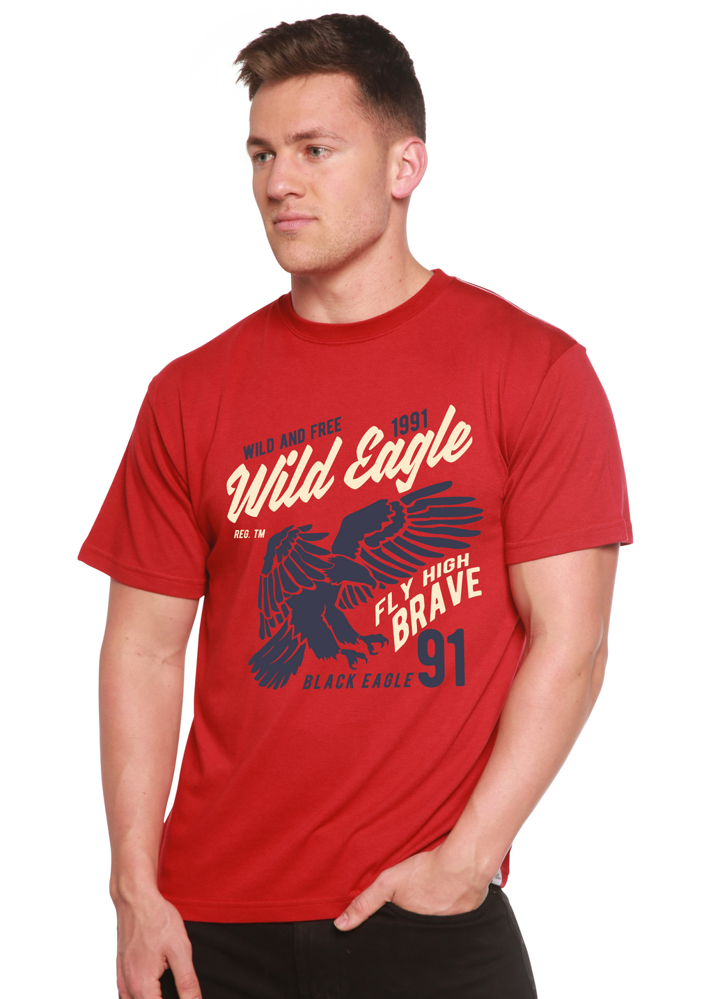 Spun Bamboo Wild Eagle Spun Bamboo® Men's Bamboo Viscose/Organic Cotton Short Sleeve Graphic T-Shirt — alternative angle