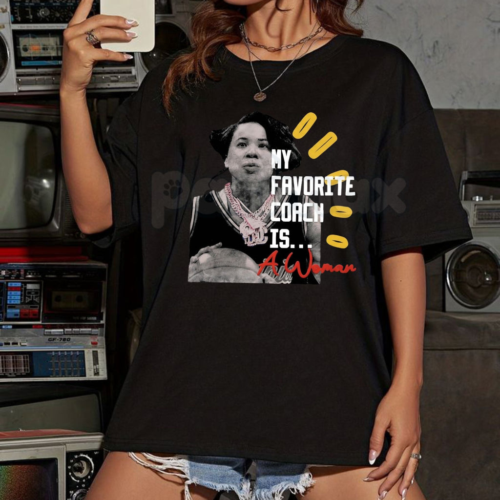 Pasimax "My Favorite Coach is… A Woman" T-Shirt - Empowering Women in Sports Graphic Tee, Female Coach Appreciation Shirt, Gi
