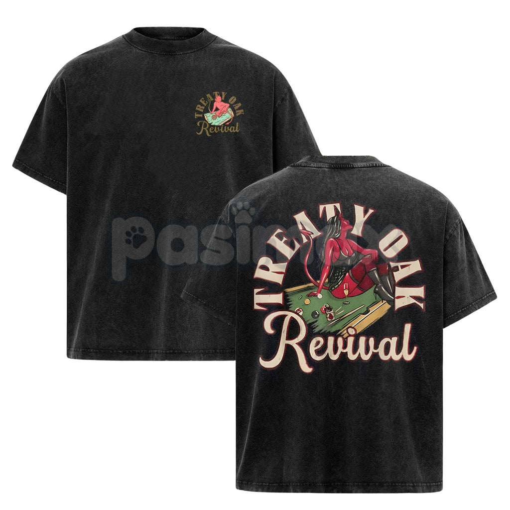 Pasimax Retro Treaty Oak Revival T-Shirt – Vintage Rock Band Graphic Tee, Rock Music Lover Shirt — side view