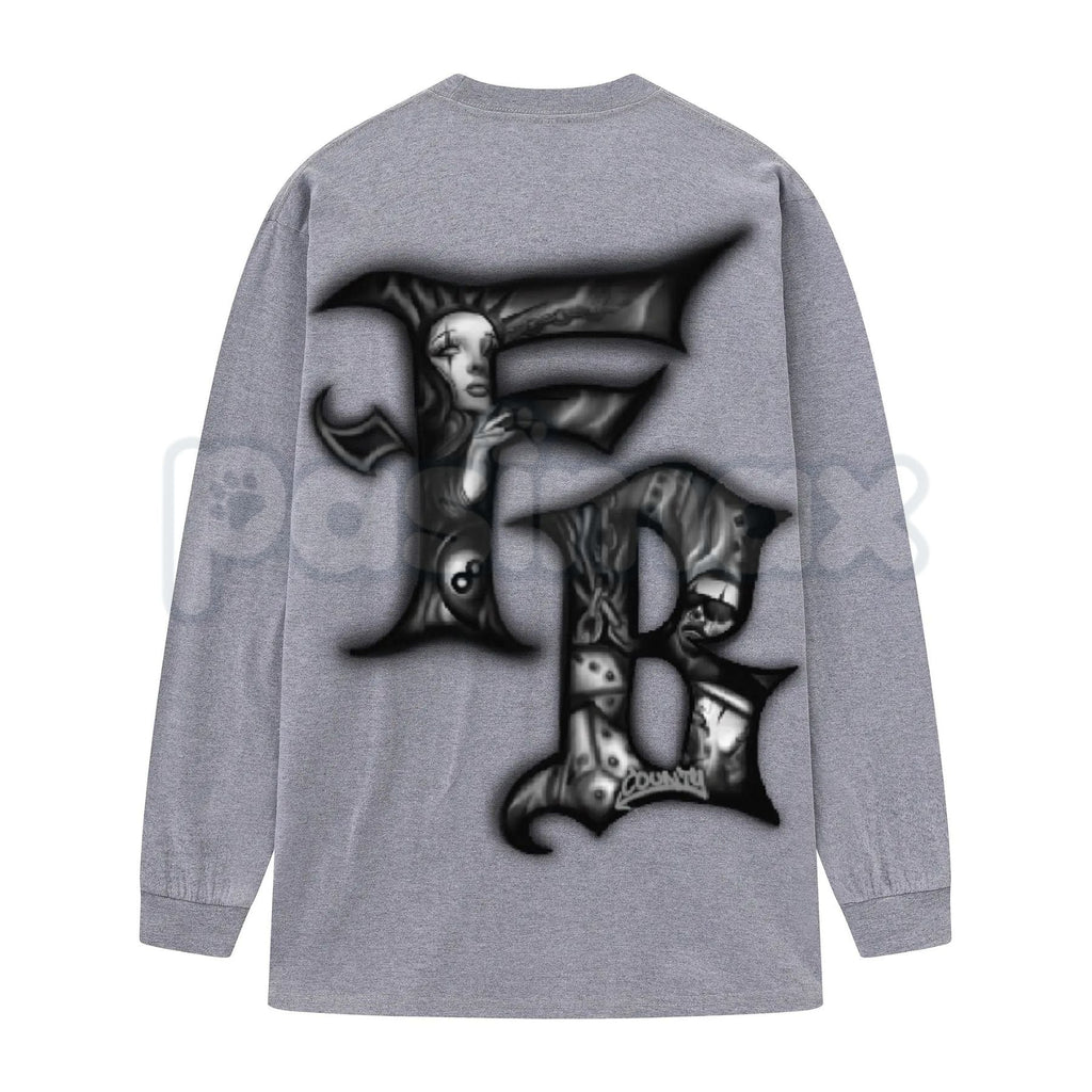 FB County Graphic Long Sleeve Tee – Authentic West Coast Streetwear, Premium Gildan 5400 Heavy Cotton Long Sleeve
