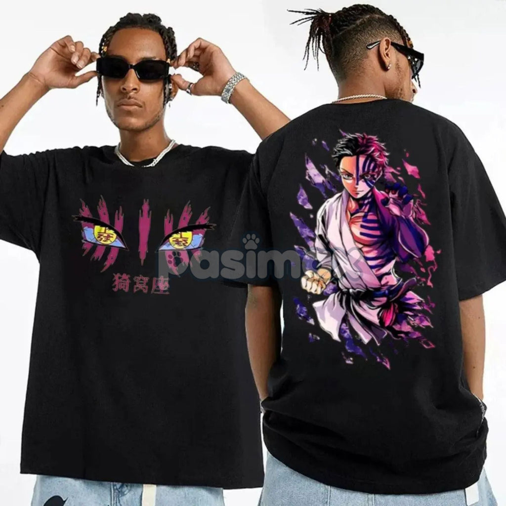 Pasimax Official Akaza Kimetsu No Yaiba T-Shirt - Demon Slayer Anime Fan Apparel, Vibrant Manga Graphic — side view