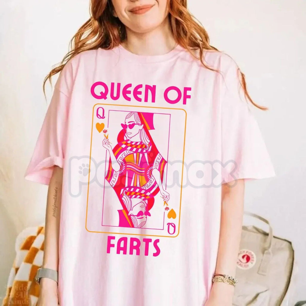 Pasimax "Queen of Farts" Funny Joke T-Shirt - Inappropriate Fart Humor Tee, Sarcastic Prank Gift for Her, Hilarious Crown Gra