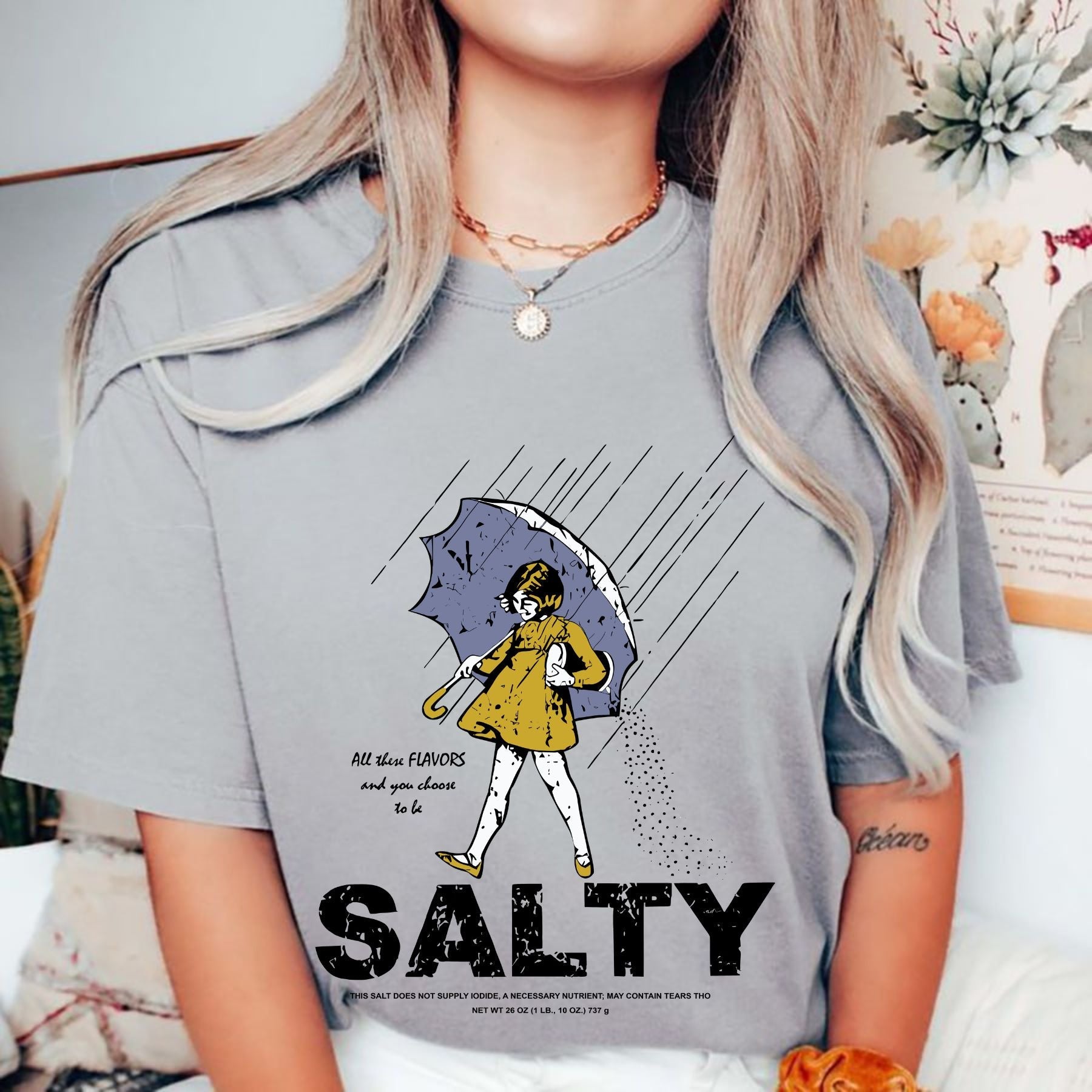 Pasimax Women's Retro Salty Girl Shirt - Casual Summer Gift Tee, Vintage Beach Apparel — side view