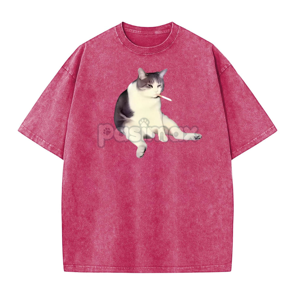 Pasimax 'Cat Smoke' Funny Animal Graphic Tee — side view