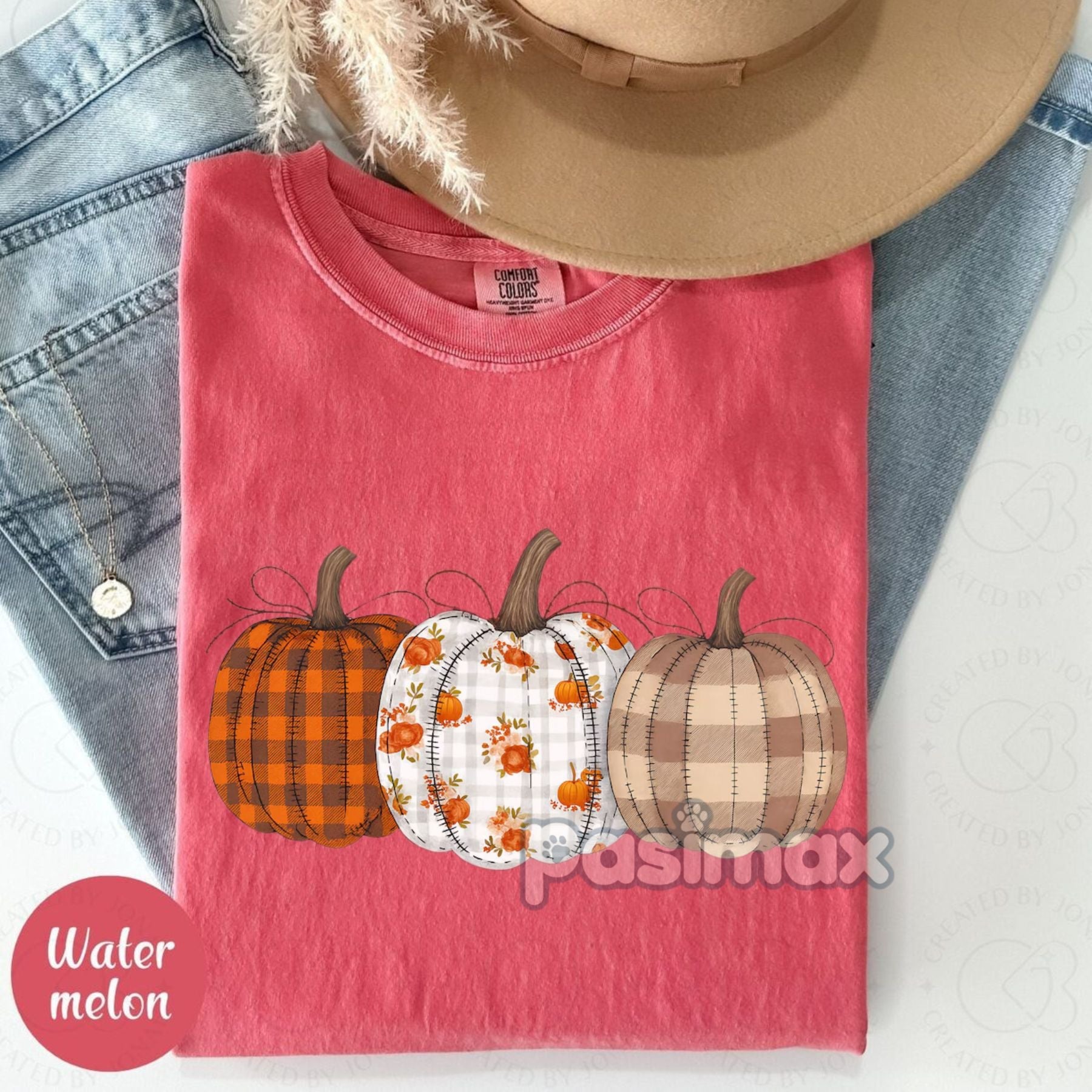 Pasimax Retro Fall Pumpkin Comfort Colors T-shirt — side view