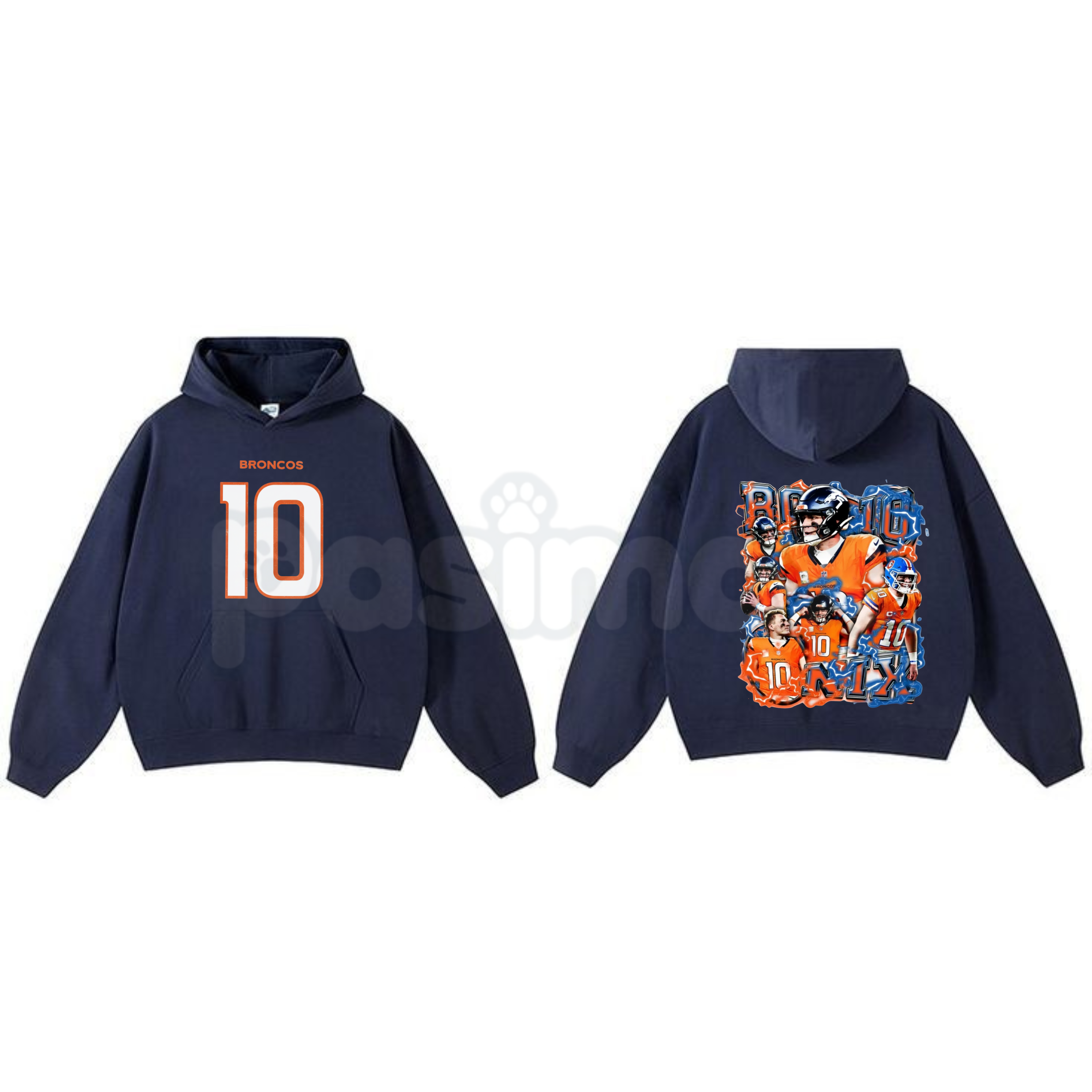 Pasimax Bo Nix Vintage Football Hoodie – Denver Broncos QB Tribute Pullover, Retro College Draft Apparel, Unisex — lifestyle 