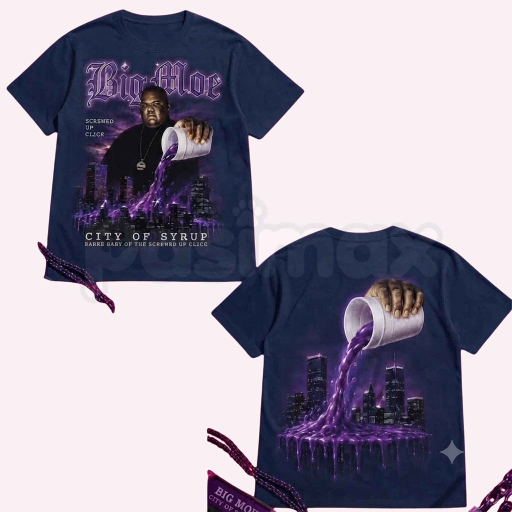 Big Moe Heavy Cotton Unisex Graphic T-Shirt – Houston Texas Screwed Up Click DJ Screw Tee, Vintage 713 Rap Crewneck Streetwear T-Shirt