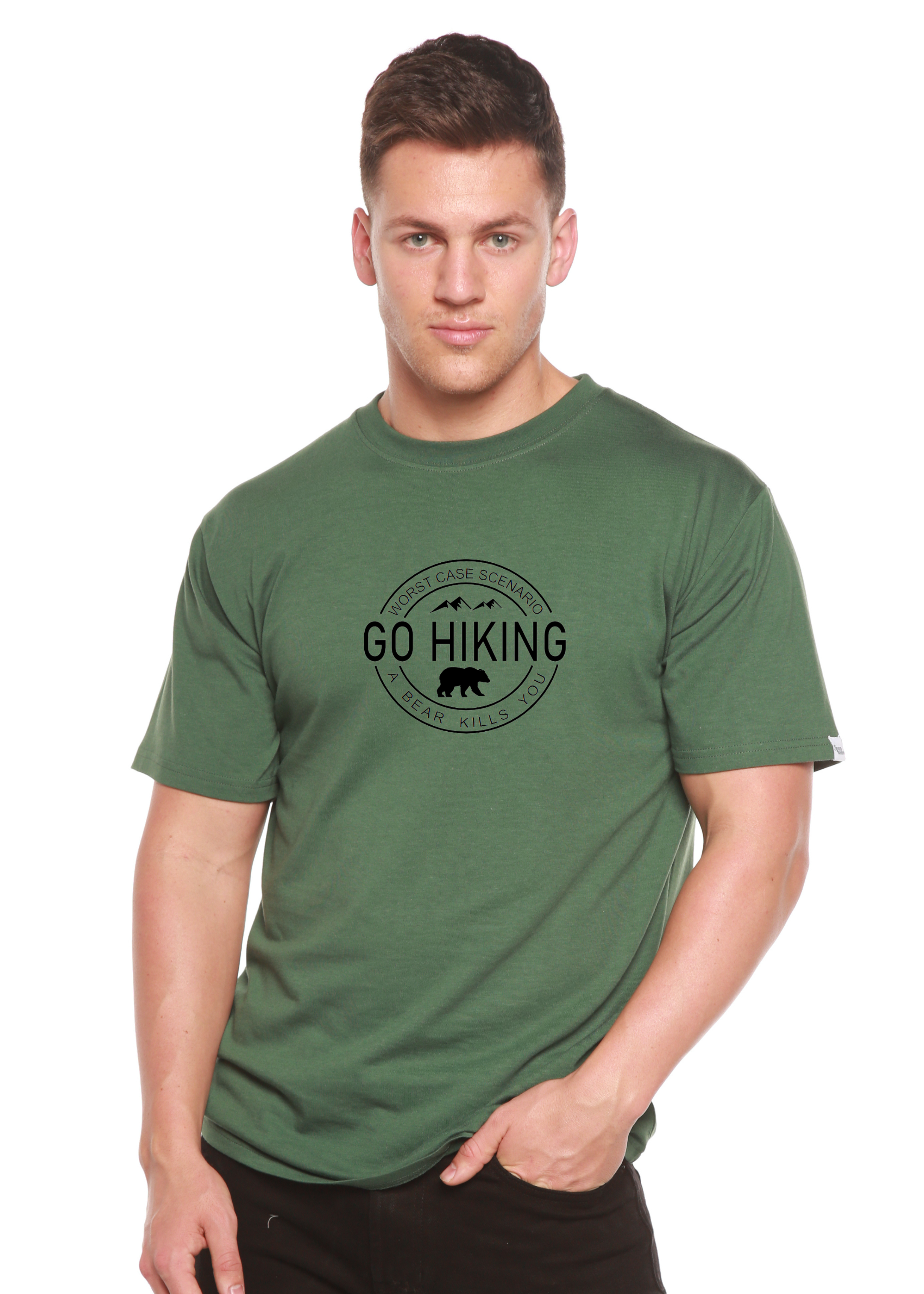 Spun Bamboo Go Hiking Men's Bamboo Viscose/Organic Cotton Short Sleeve Graphic T-Shirt — side view