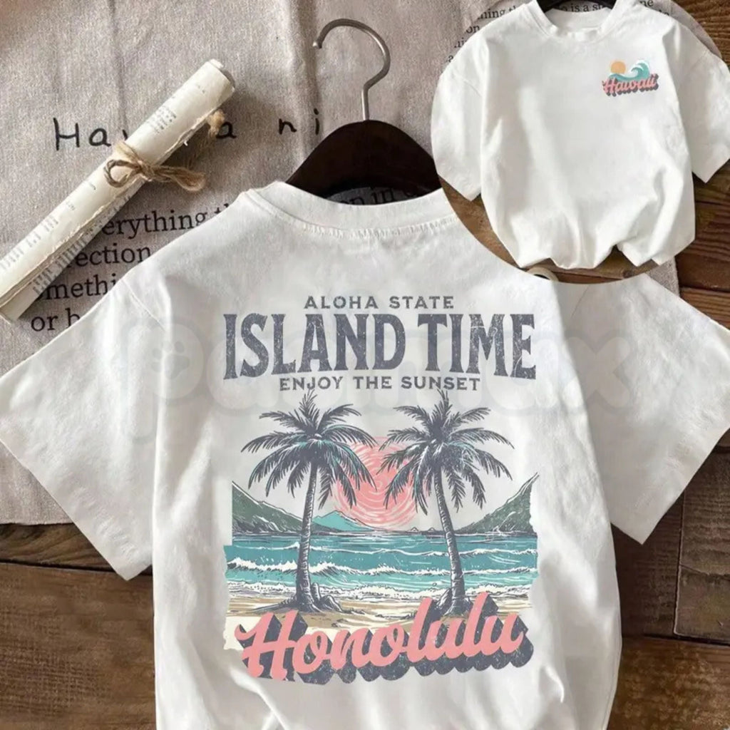 Hawaiian Island Vibes Comfort T-Shirt – Tropical Paradise Graphic Tee for Women, Premium 100% Cotton Aloha Spirit Top, Soft Lived-In Heavyweight Beach Life Shirt, Made in USA
