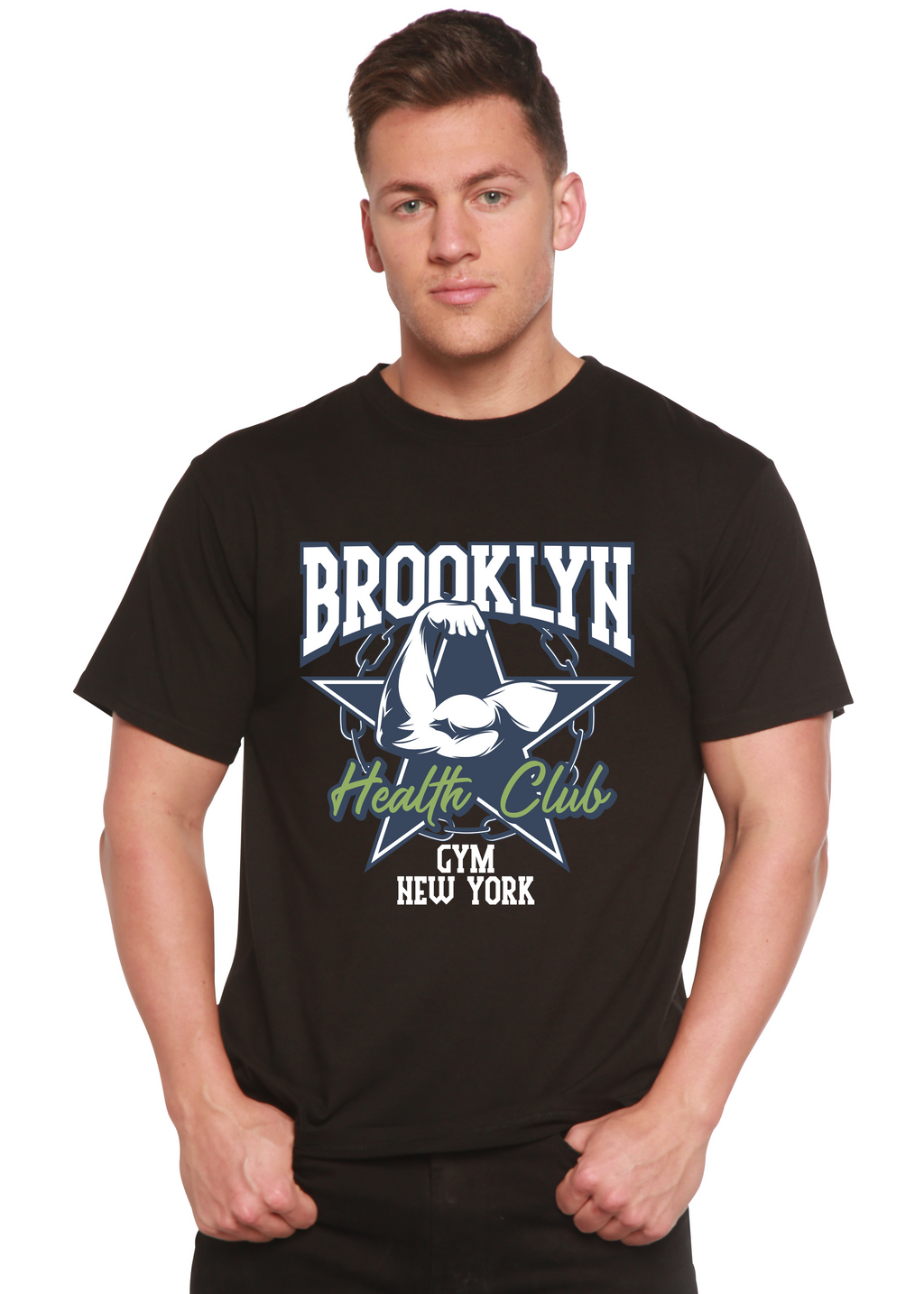 Spun Bamboo Brooklyn Health Club Men's Bamboo Viscose/Organic Cotton Short Sleeve Graphic T-Shirt — main product shot