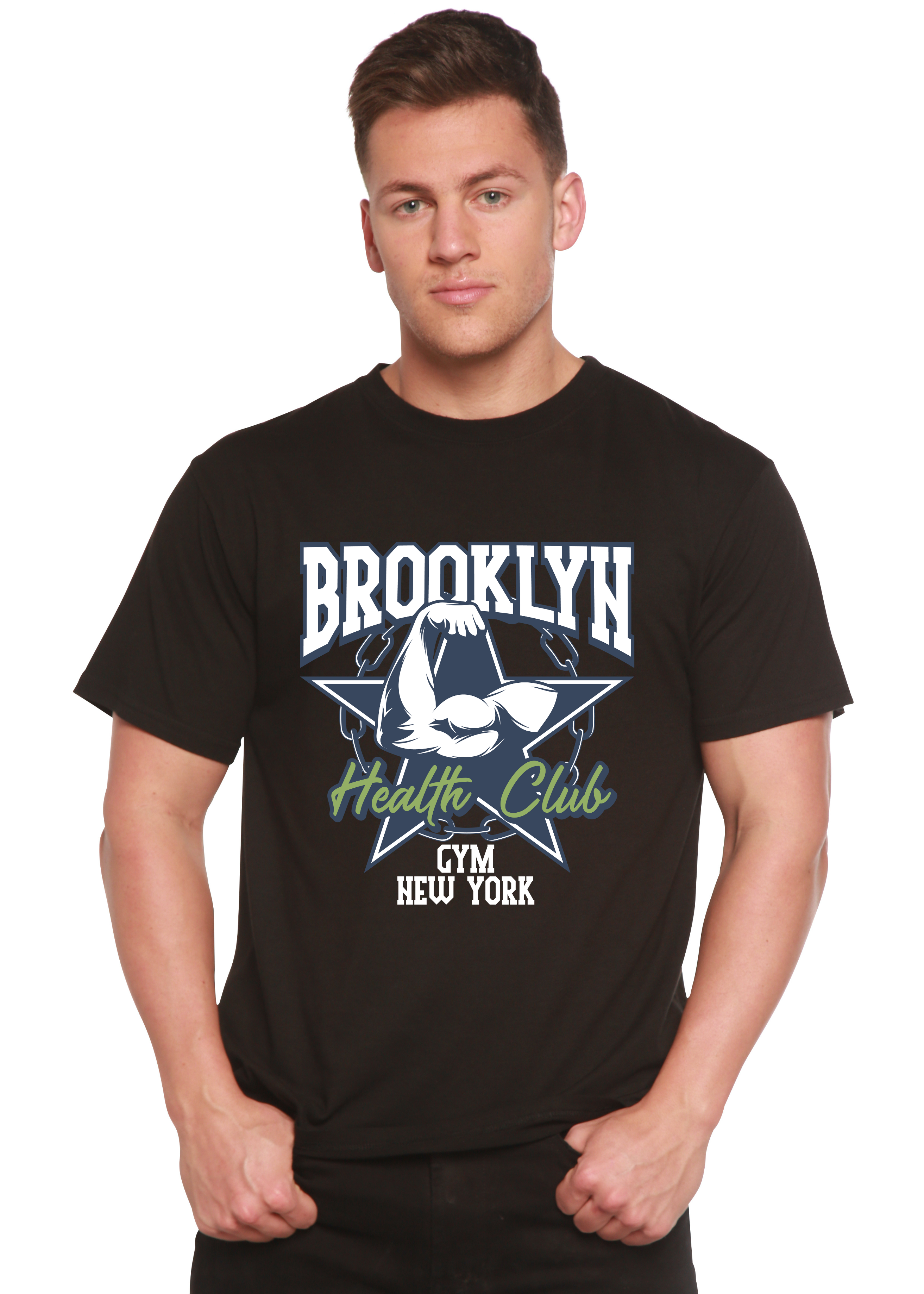 Spun Bamboo Brooklyn Health Club Men's Bamboo Viscose/Organic Cotton Short Sleeve Graphic T-Shirt — main product shot