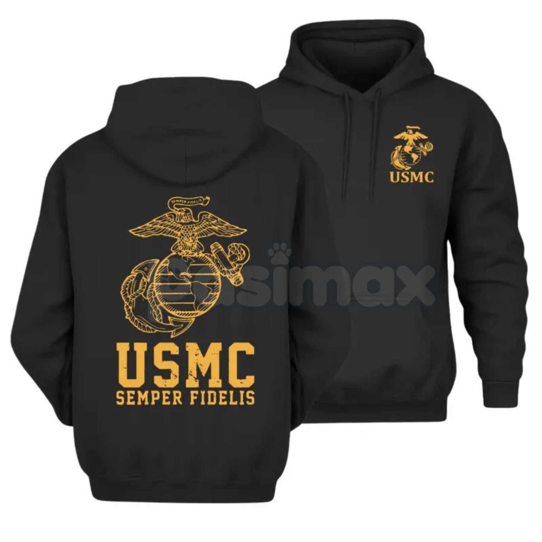 Pasimax USMC Semper Fidelis Marine Corps Hoodie – Iconic Motto Pullover, Veteran & Active Duty Military Apparel, Unisex — sid