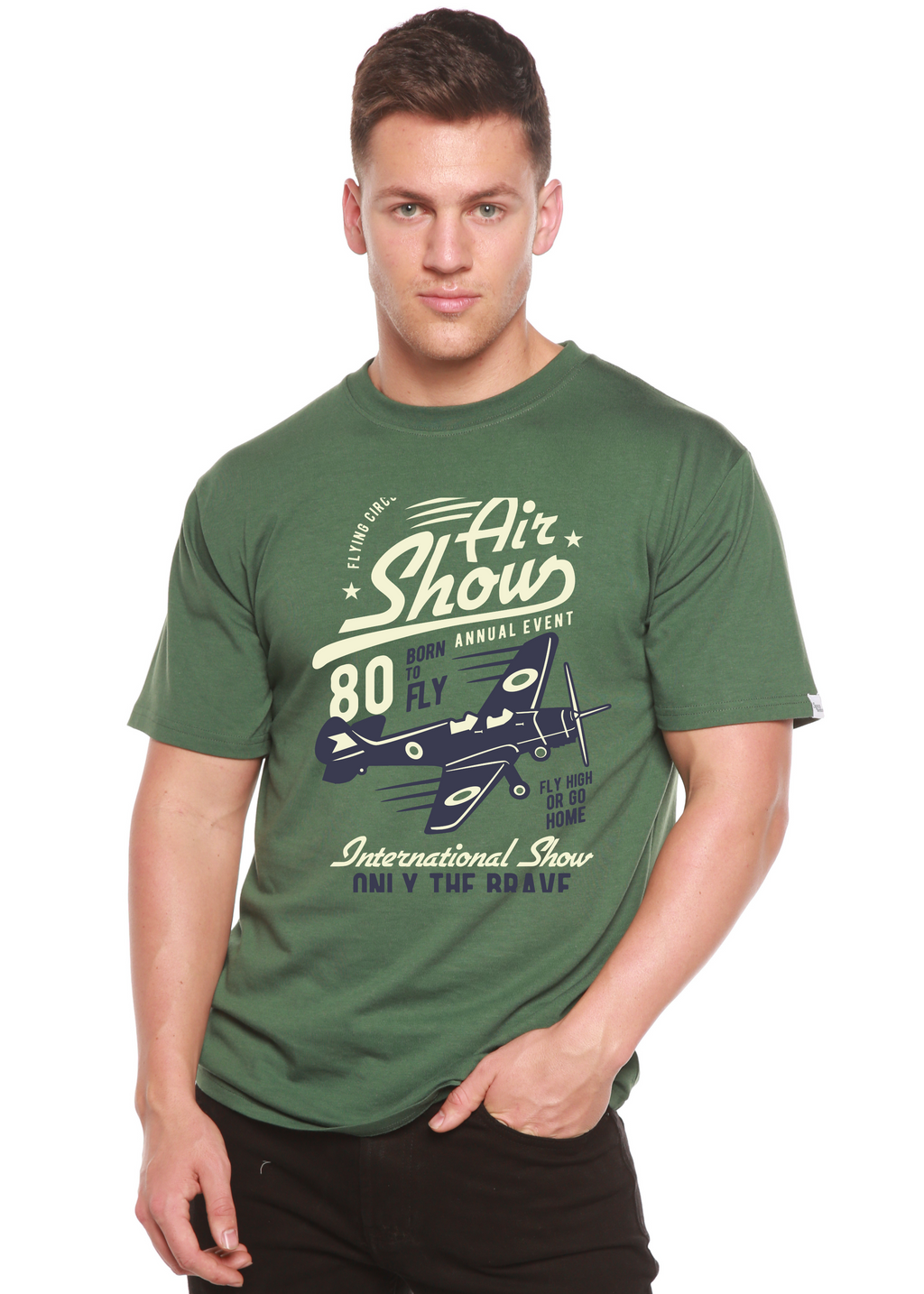 Spun Bamboo Air Show Men's Bamboo Viscose/Organic Cotton Short Sleeve Graphic T-Shirt — alternative angle