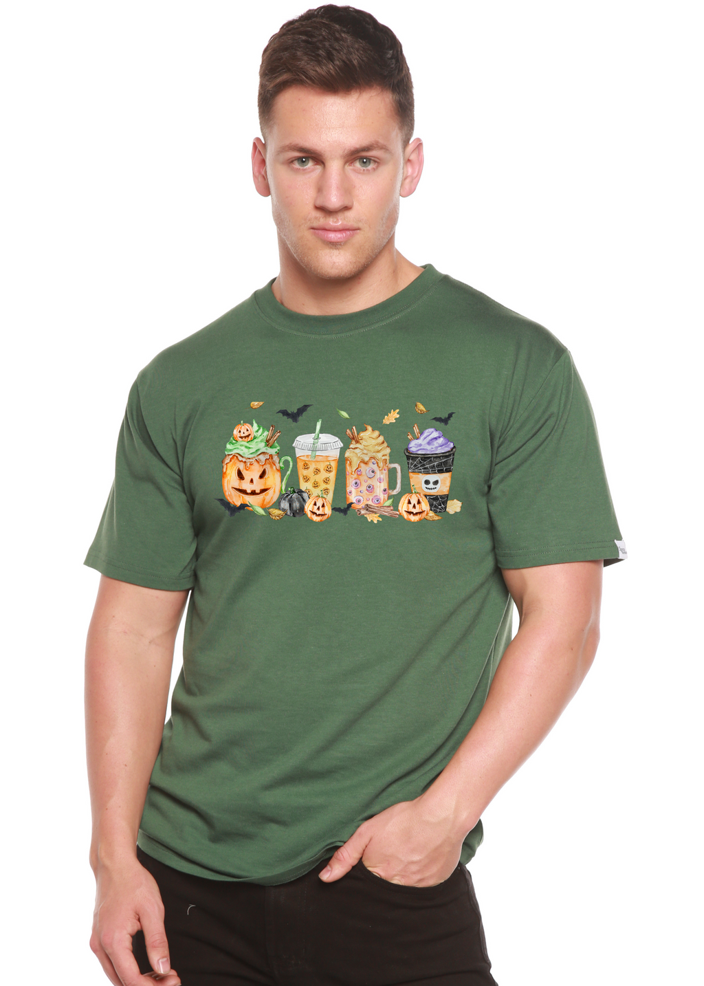 Spun Bamboo Happy Halloween Men's Bamboo Viscose/Organic Cotton Short Sleeve Graphic T-Shirt — side view