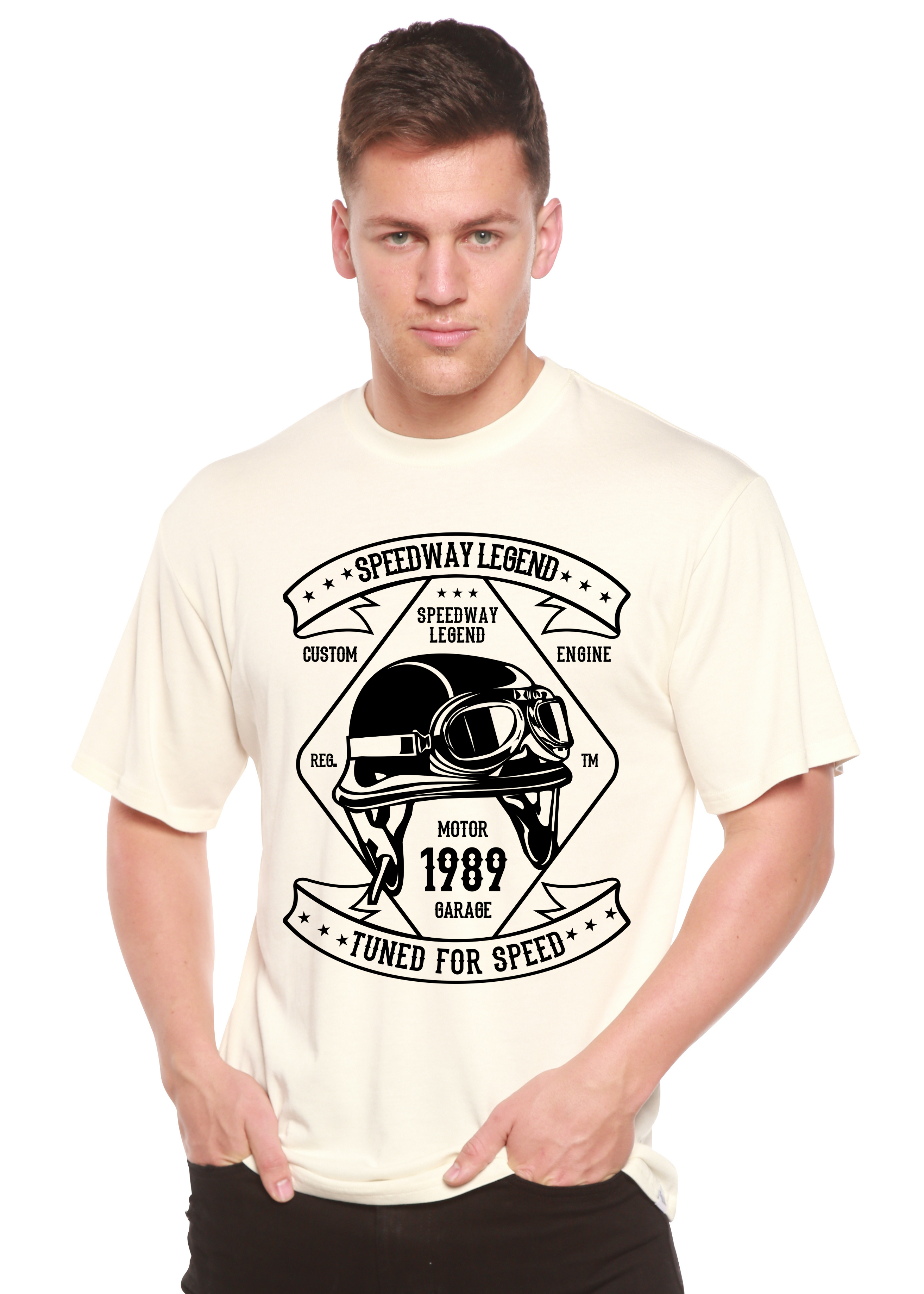 Spun Bamboo Speedway Legend Spun Bamboo® Men's Bamboo Viscose/Organic Cotton Short Sleeve Graphic T-Shirt — detail close-up