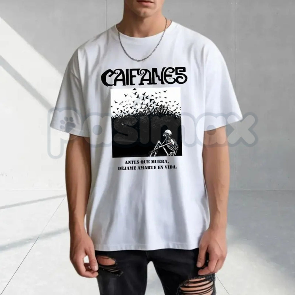Caifanes "Miedo" Skeleton Birds T-Shirt – Retro Rock en Español Graphic Tee, Premium 100% Cotton Gothic Band Top, Soft Lived-In Heavyweight Spanish Rock Fan Shirt, Made in USA