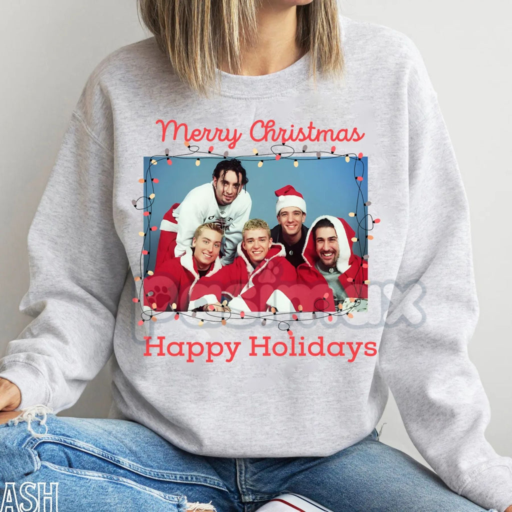 Pasimax Ugly NSYNC Christmas Sweatshirt | 90s Boy Band Holiday Jumper | Retro NSYNC Merry Christmas Crewneck | Tacky Pop Star