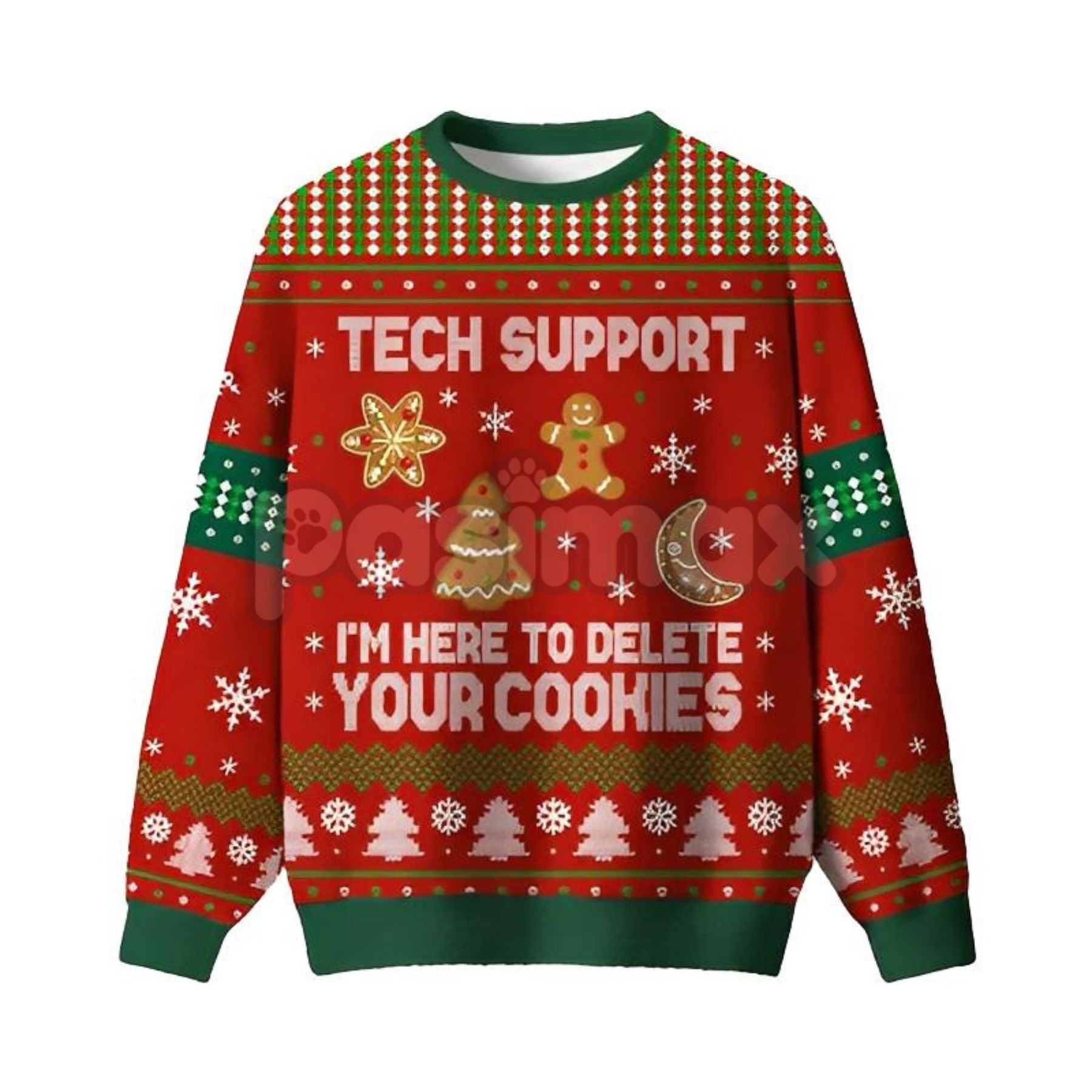 Pasimax Geeksoutfit Retro Geek Sweater Ugly Christmas Jumper, Crew Neck Long Sleeve Holiday Knitwear for Men & Women — detail