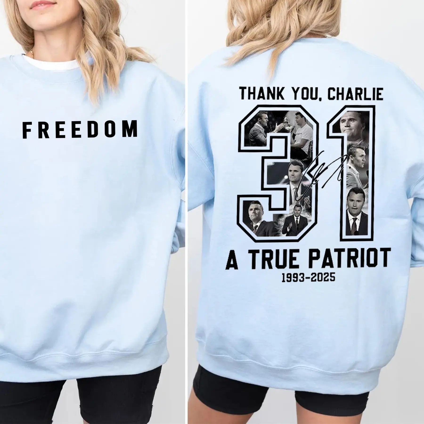 Pasimax Freedom Charlie Kirk Sweatshirt – Patriotic Political Top — side view