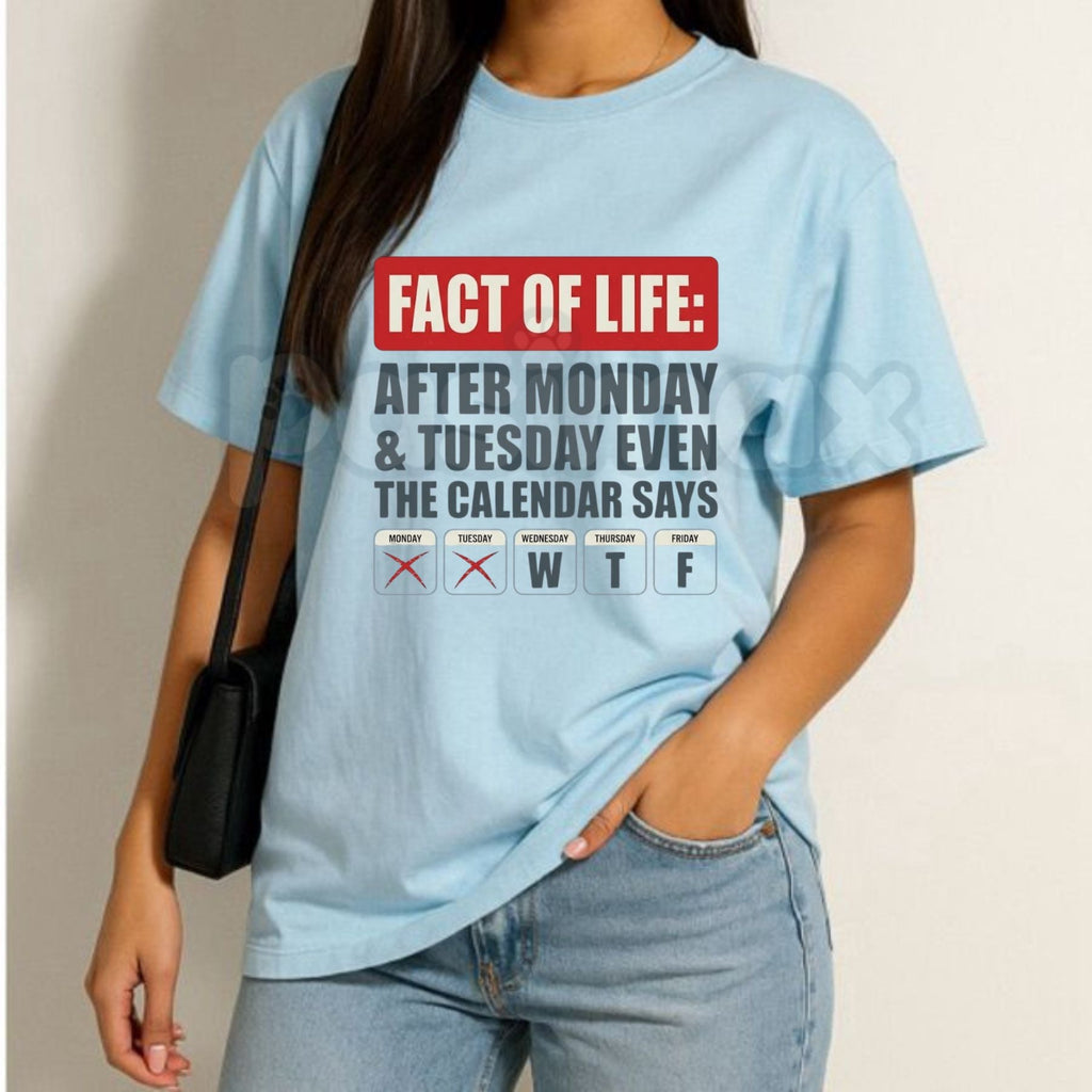 Funny "Fact Of Life WTF Calendar" T-Shirt – Sarcastic Workweek Humorous Graphic Tee