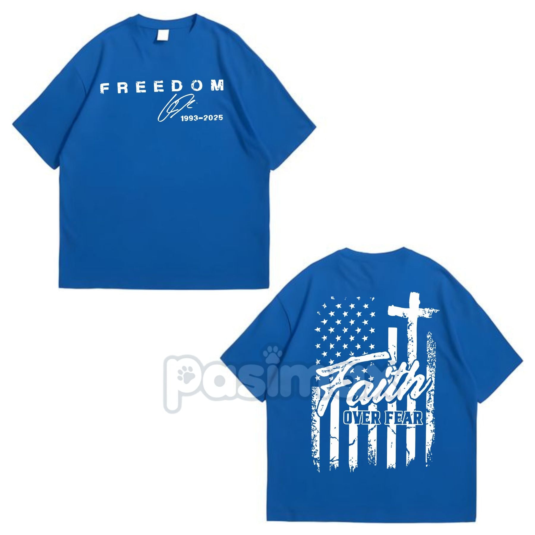 Pasimax "Faith Over Fear" Freedom American Flag T-Shirt — side view