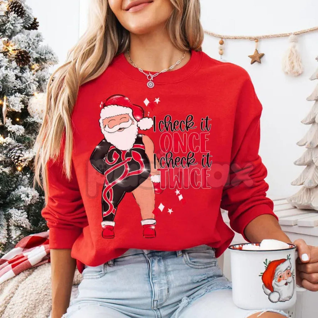Pasimax Santa I Check It Twice Era Inspired Unisex Sweatshirt | Funny Christmas Anxiety Jumper | Cozy Holiday Meme Crewneck G