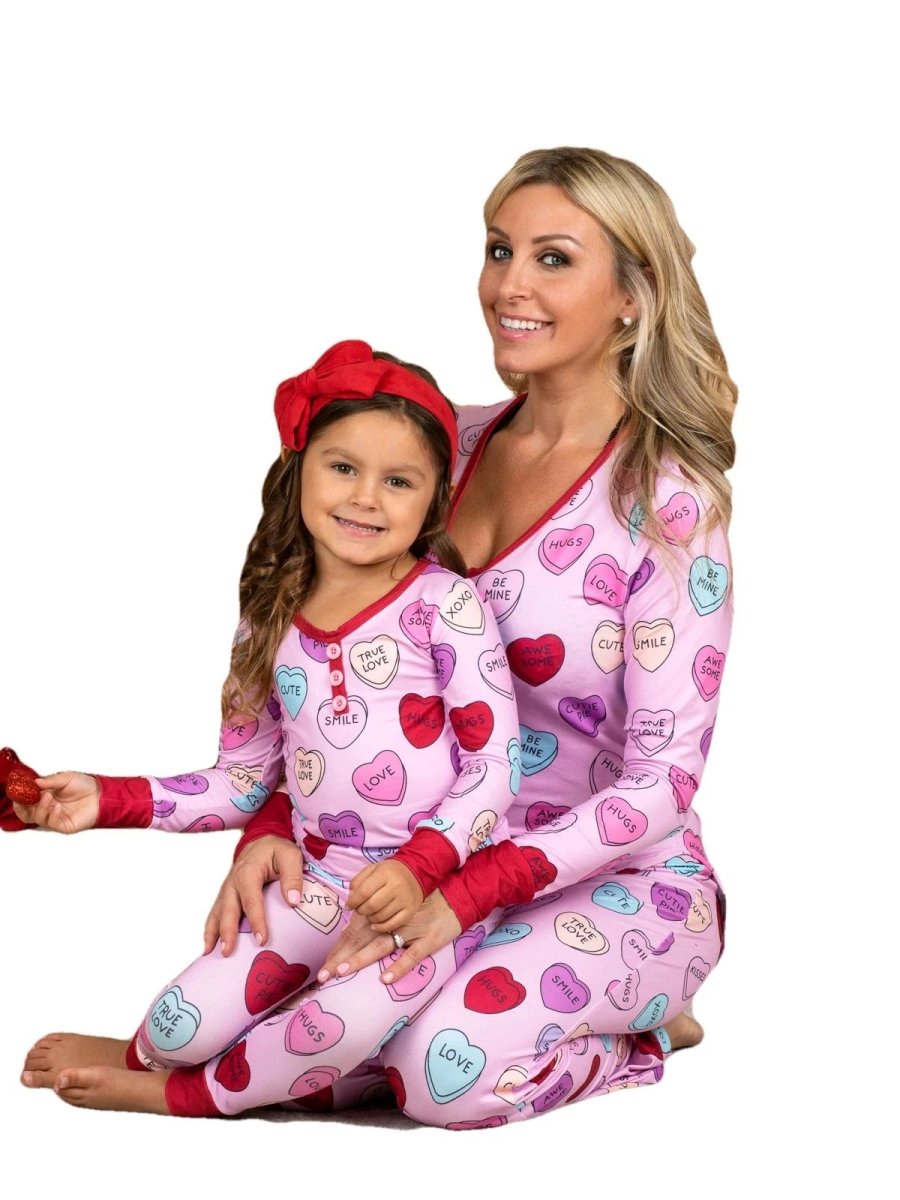 Valentine's Day Love Print Pajamas - Parent Child Matching Set