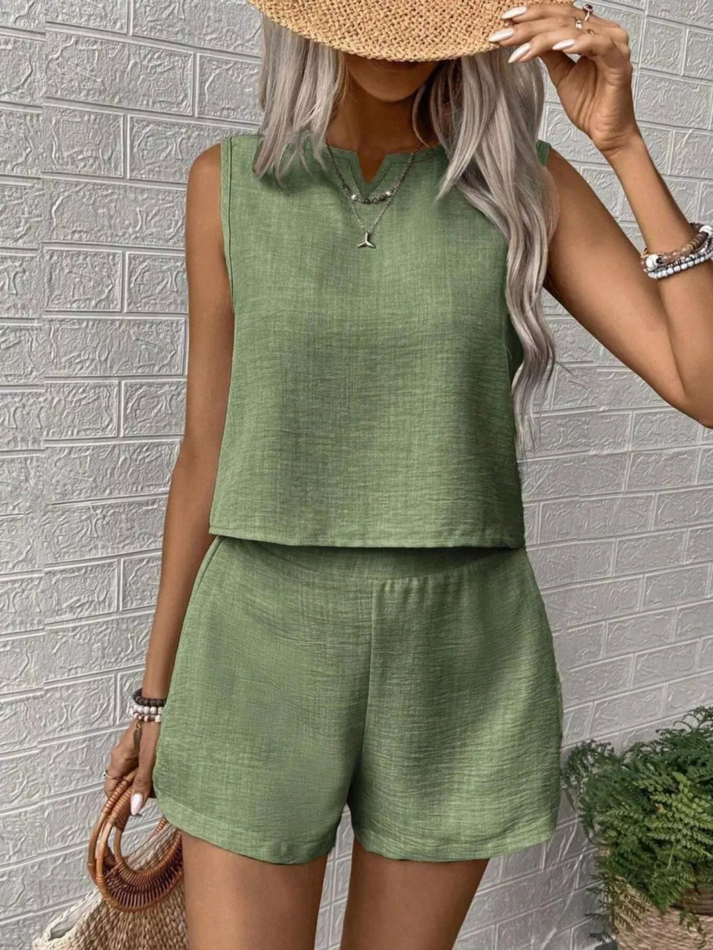 Sleeveless Top and Shorts Casual Set