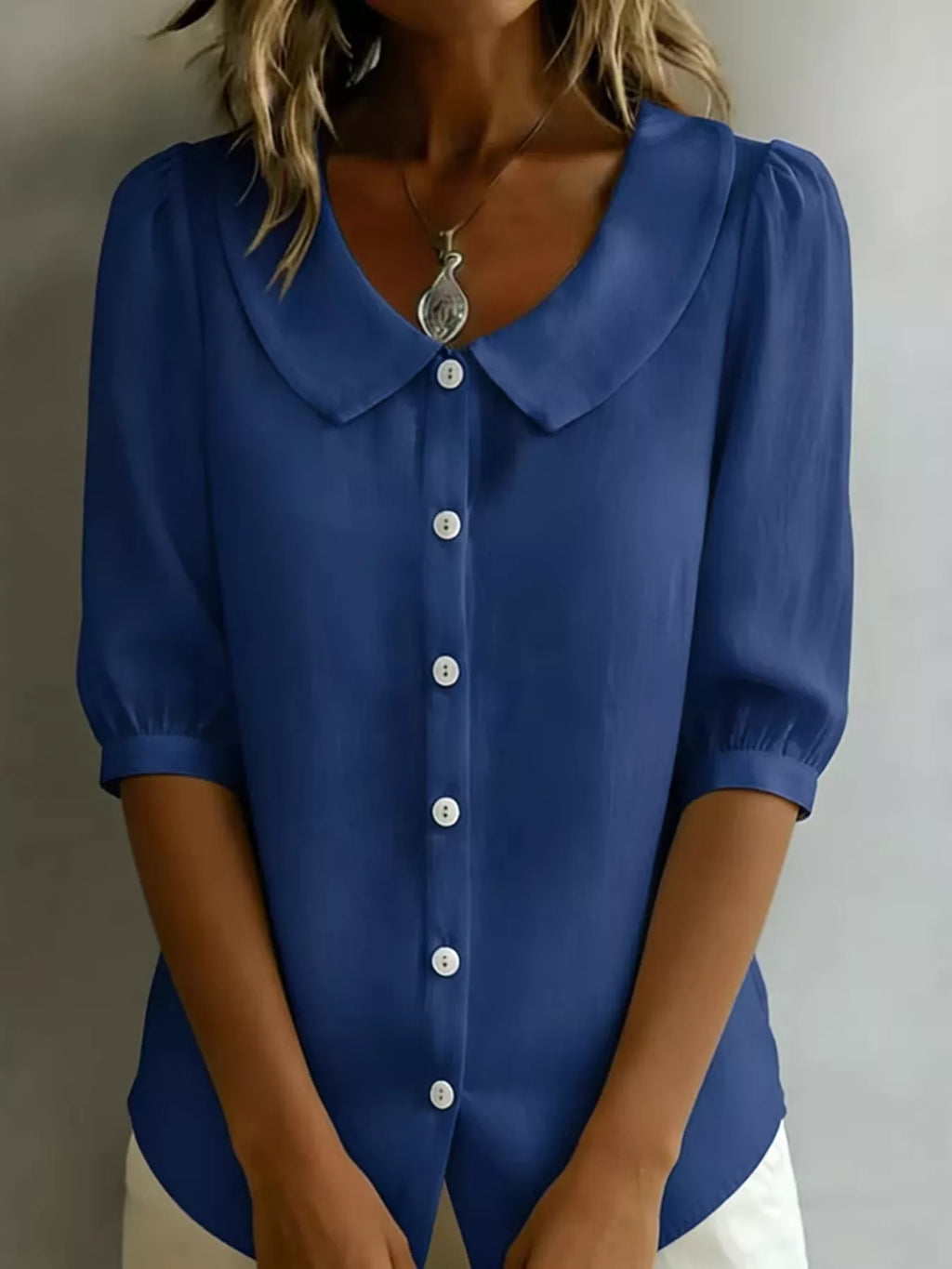 Peter Pan Collar Puff Sleeve Shirt