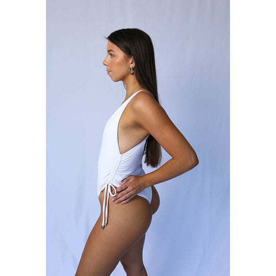 Beau Swim Angelina One Piece - White — branding close-up