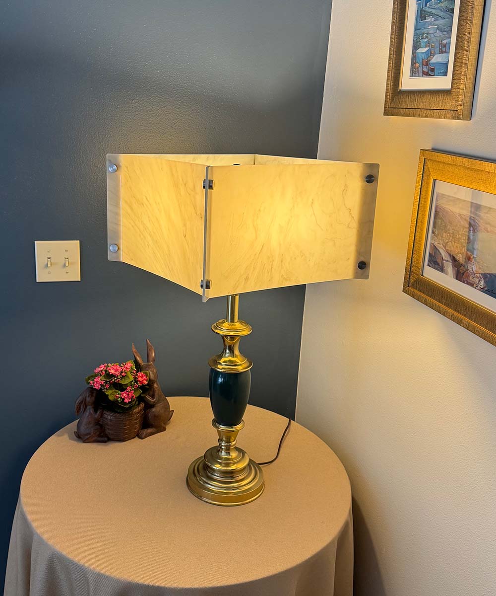 Pop Steady 15x15x9 Faux Marbled Alabaster Shallow Drum Square Lampshade – LampsUSA, view 2
