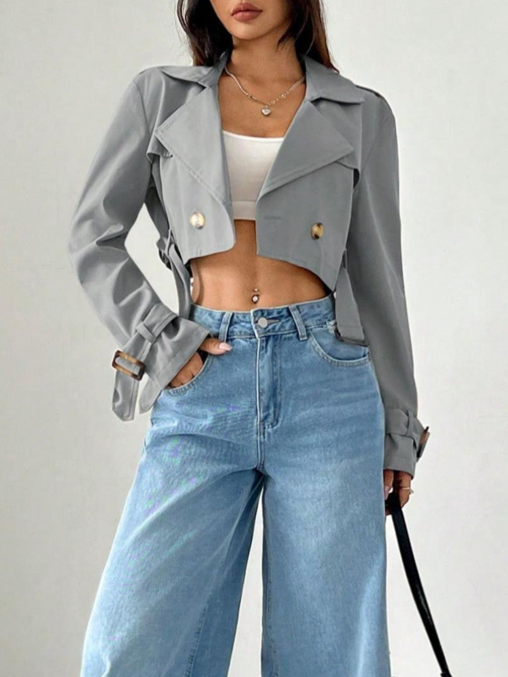 Double-Breasted Cropped Outerwear