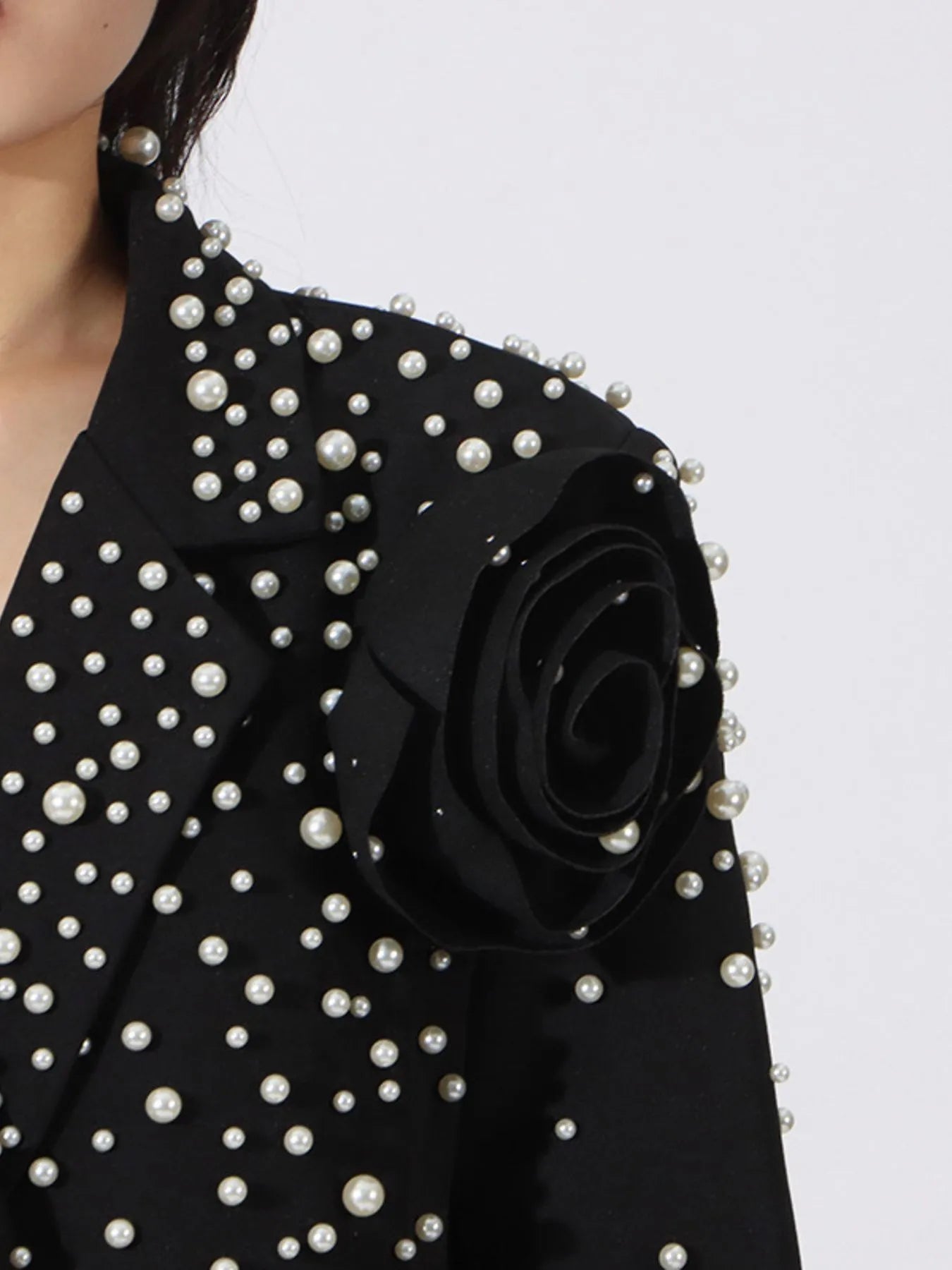Pearl Embellished Double-Breasted Blazer