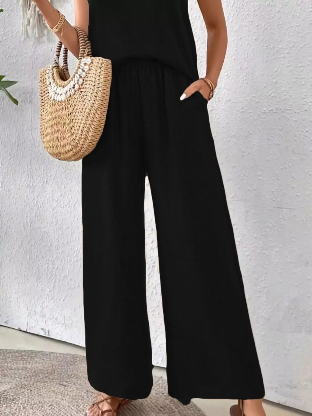 Round Neck Tank and Pants Set