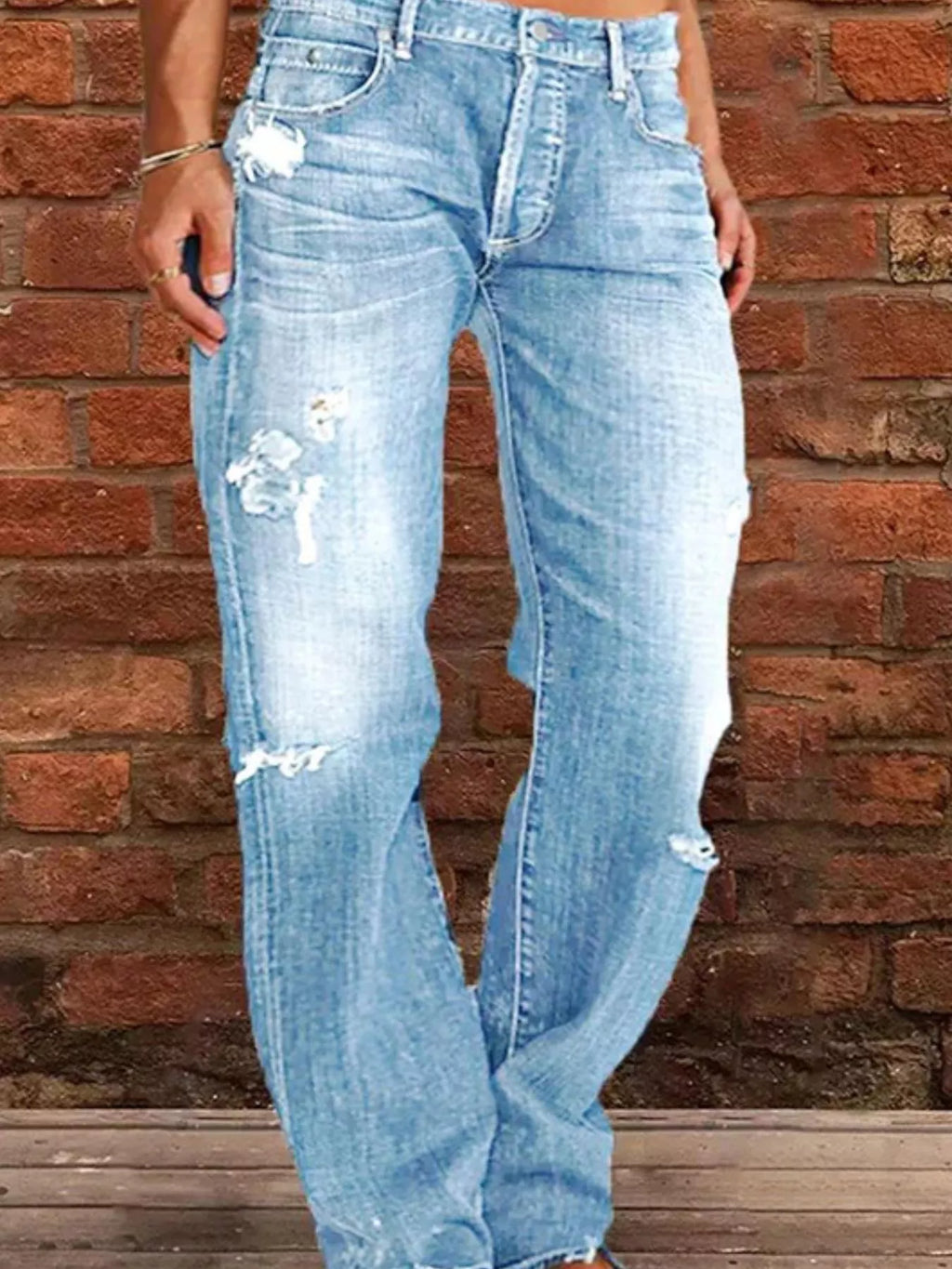 Full Size Distressed Raw Hem Jeans Plus Size