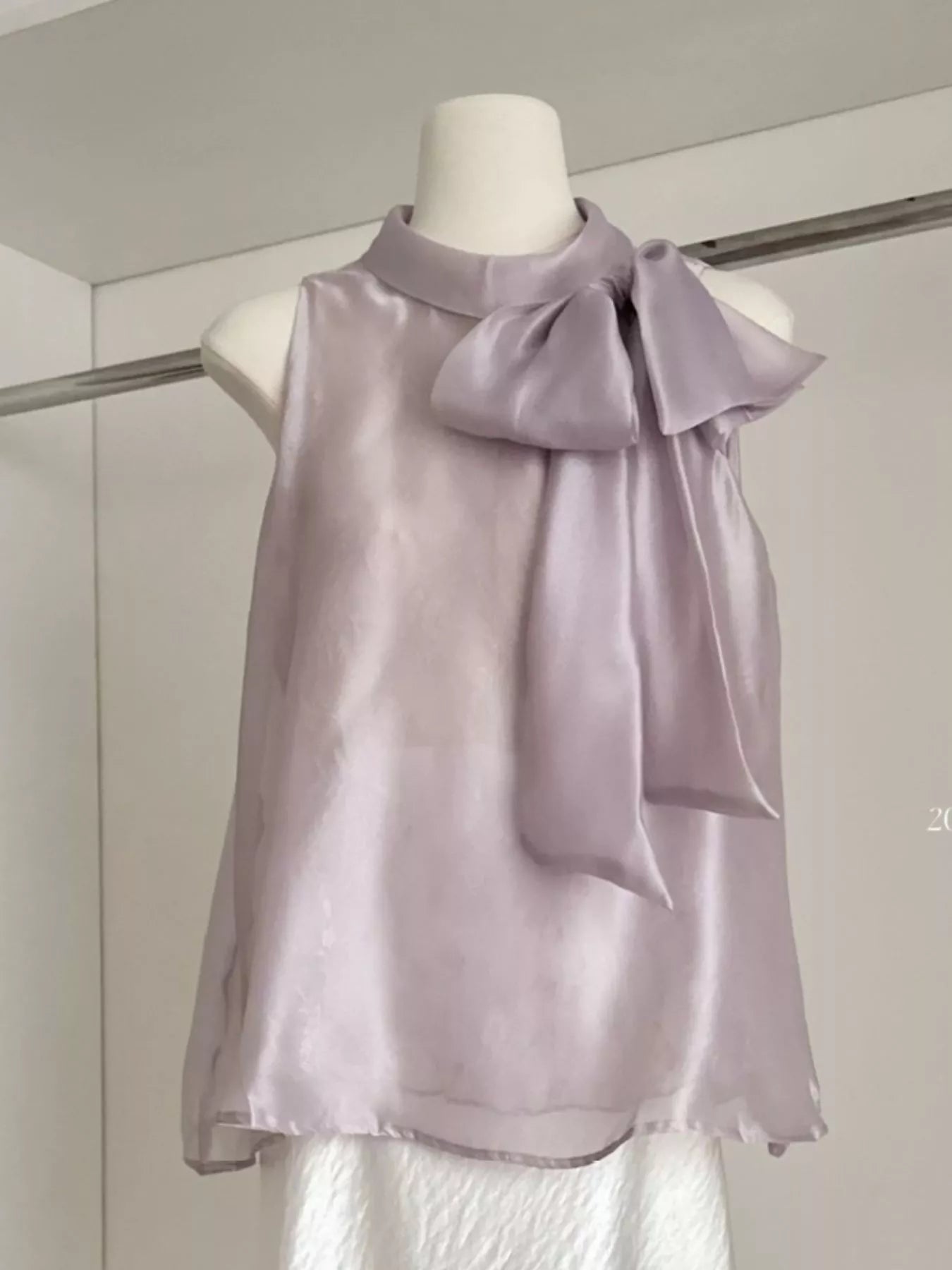 Bow Chiffon Sleeveless Top
