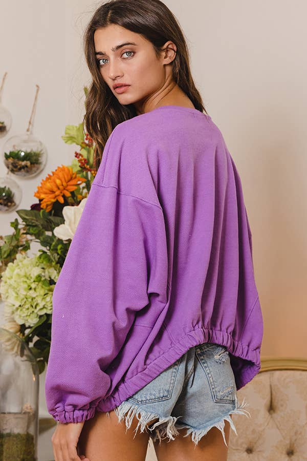 Pretty Little Patriot Pretty Little Patriot Purple banded sweatshirt — Purple detail